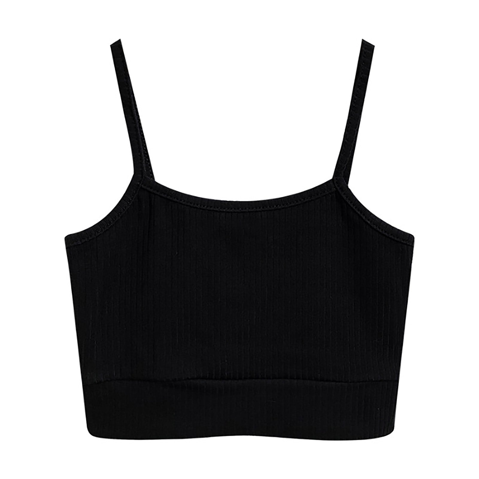 Women Tank Top Sleeveless Spaghetti Strap Top Slim Fit Casual Camisole for Spring and Summer Black Free Size (40‑60kg)