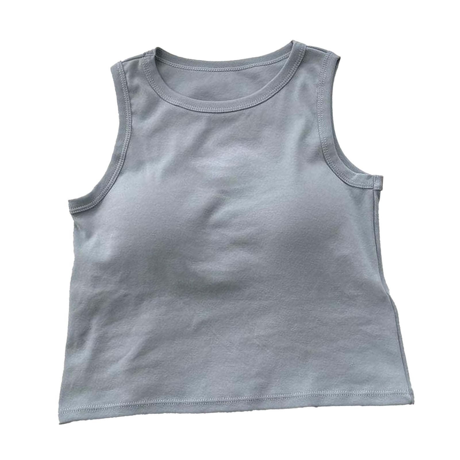 Women Tank Top Letter Pattern Elastic Soft Breathable Camisole Round Neck Chest Padded Sleeveless Sports Tank Top for Summer Light Blue Free Size (40‑65kg/88.2‑143.3lb)