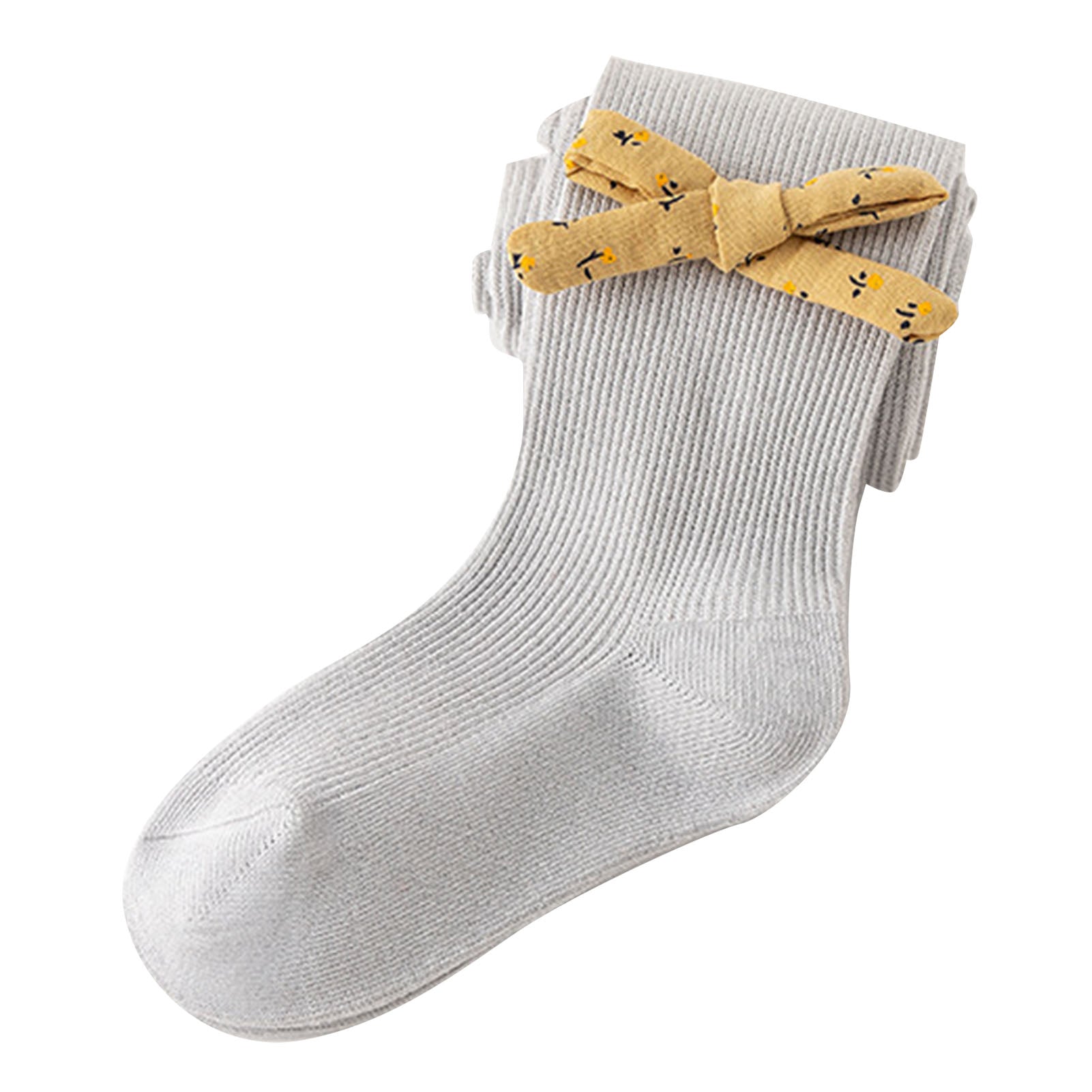 Kids Pantyhose Pure Color Cute Sweet Bowknot Warm Girls Tights Footed Stockings for Daily Dance Grey S; for Height 75‑85cm/29.5‑33.5in