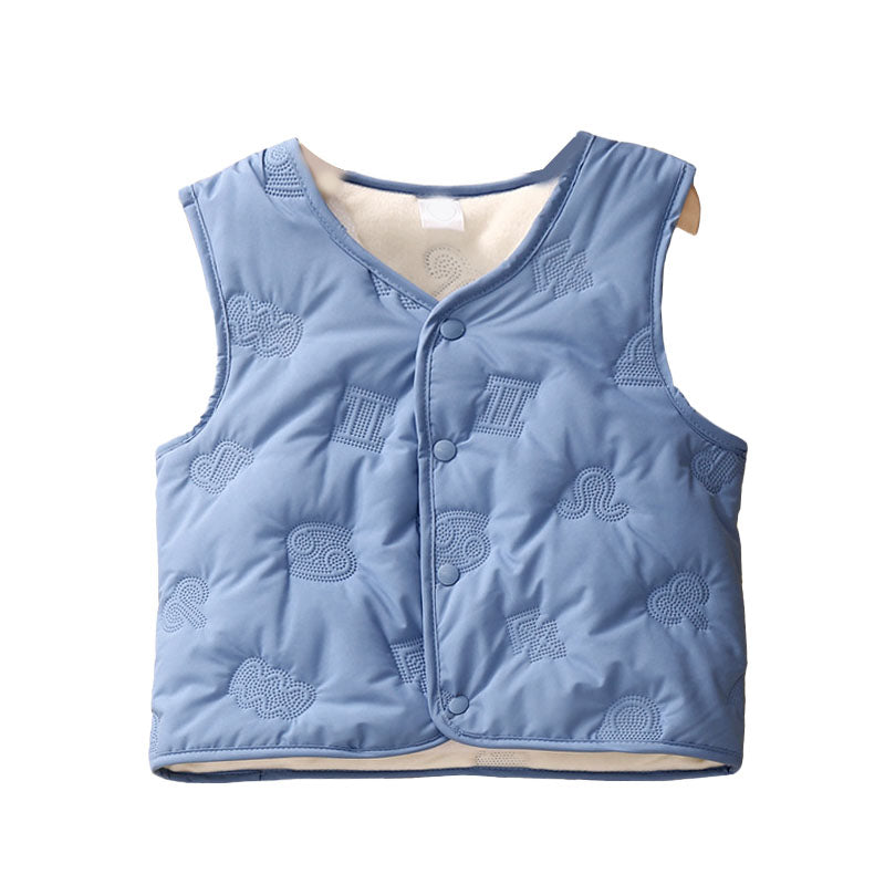 Kids Vest Padded Warm Comfortable Lightweight Fashionable Boys Girls Vest for Autumn Winter Blue 100 Size