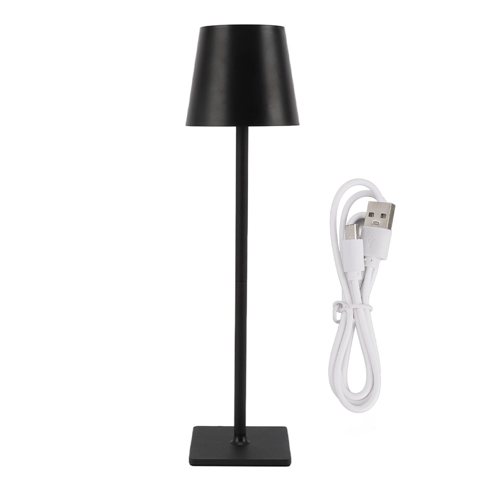 Cordless Table Lamp 3 Color Stepless Dimming 2000mAh Minimalist Rechargeable LED Desk Light for Bedroom Living Room Black