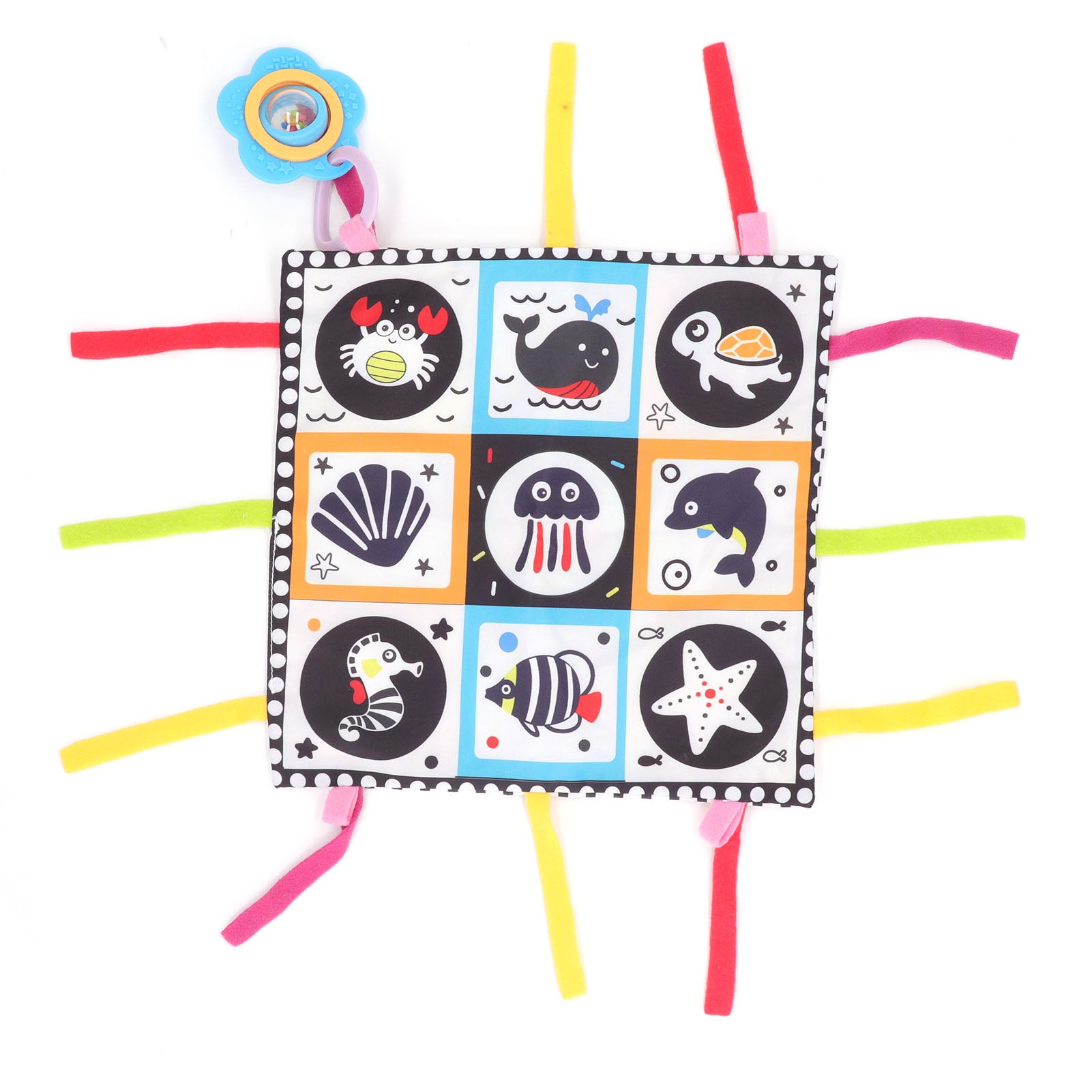 Baby Crawling Mat Multipurpose Black White Red Double Sided Graphics High Contrast Toddler Playmat for Indoor Underwater World