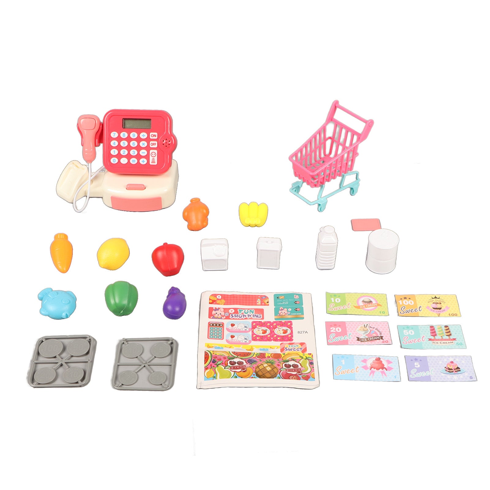 Cash Register Playset Stimulation Cosplay Learning Calculation Shopping Checkout Money Till Toy for Children
