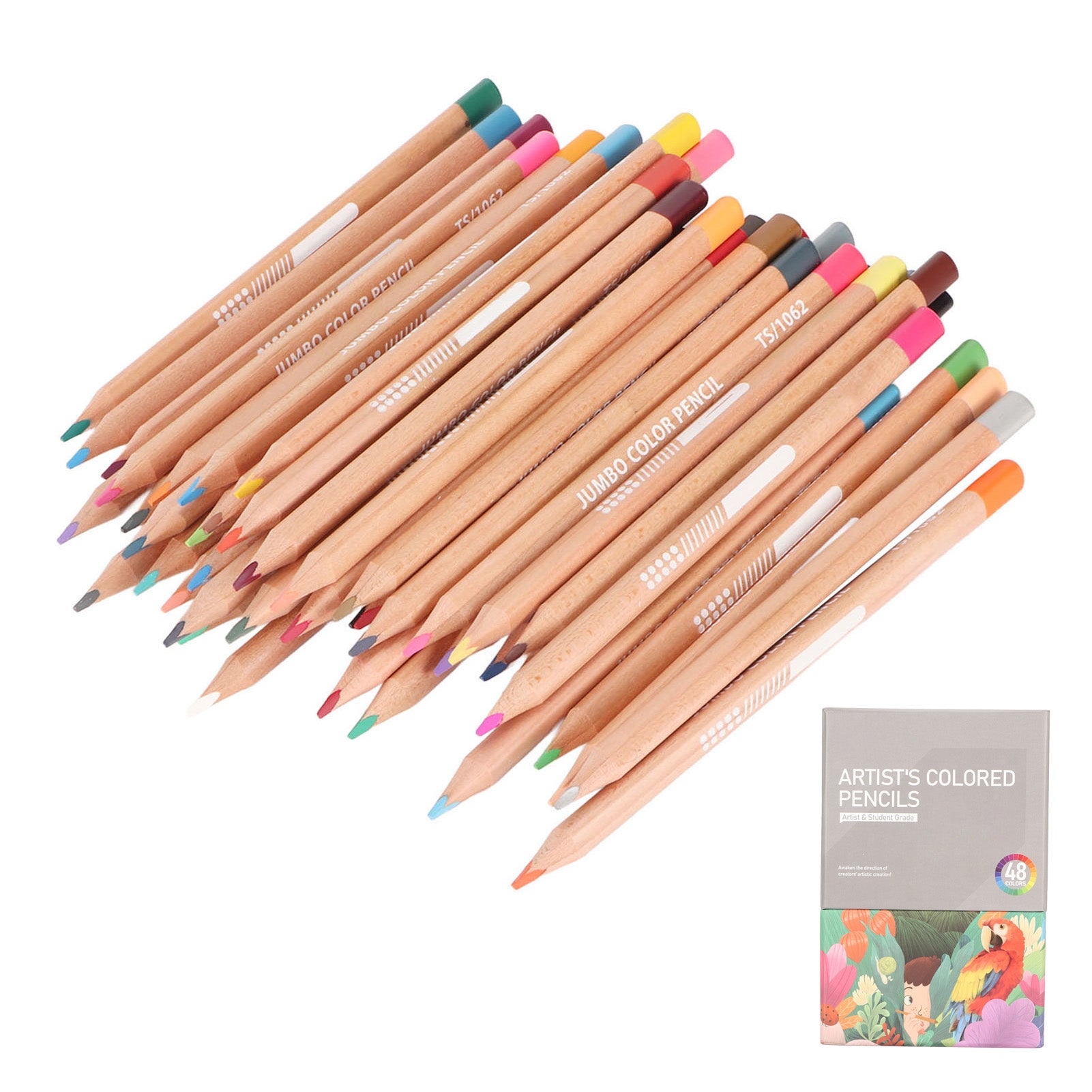 48 Colored Pencil Set Oil Based Thicken Triangular Barrel Professional Drawing Pencil for Painting Sketching