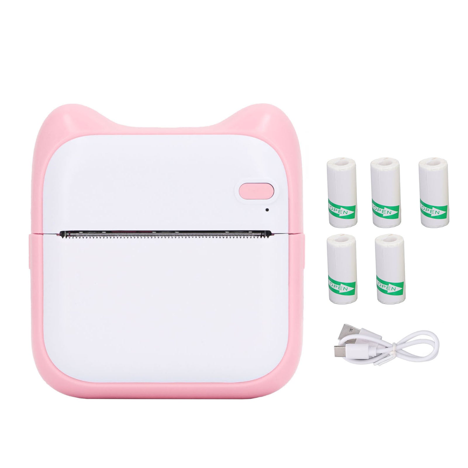 Pocket Thermal Printer Bluetooth Connection Printing Machine with Paper for Wrong Questions Notes Pink