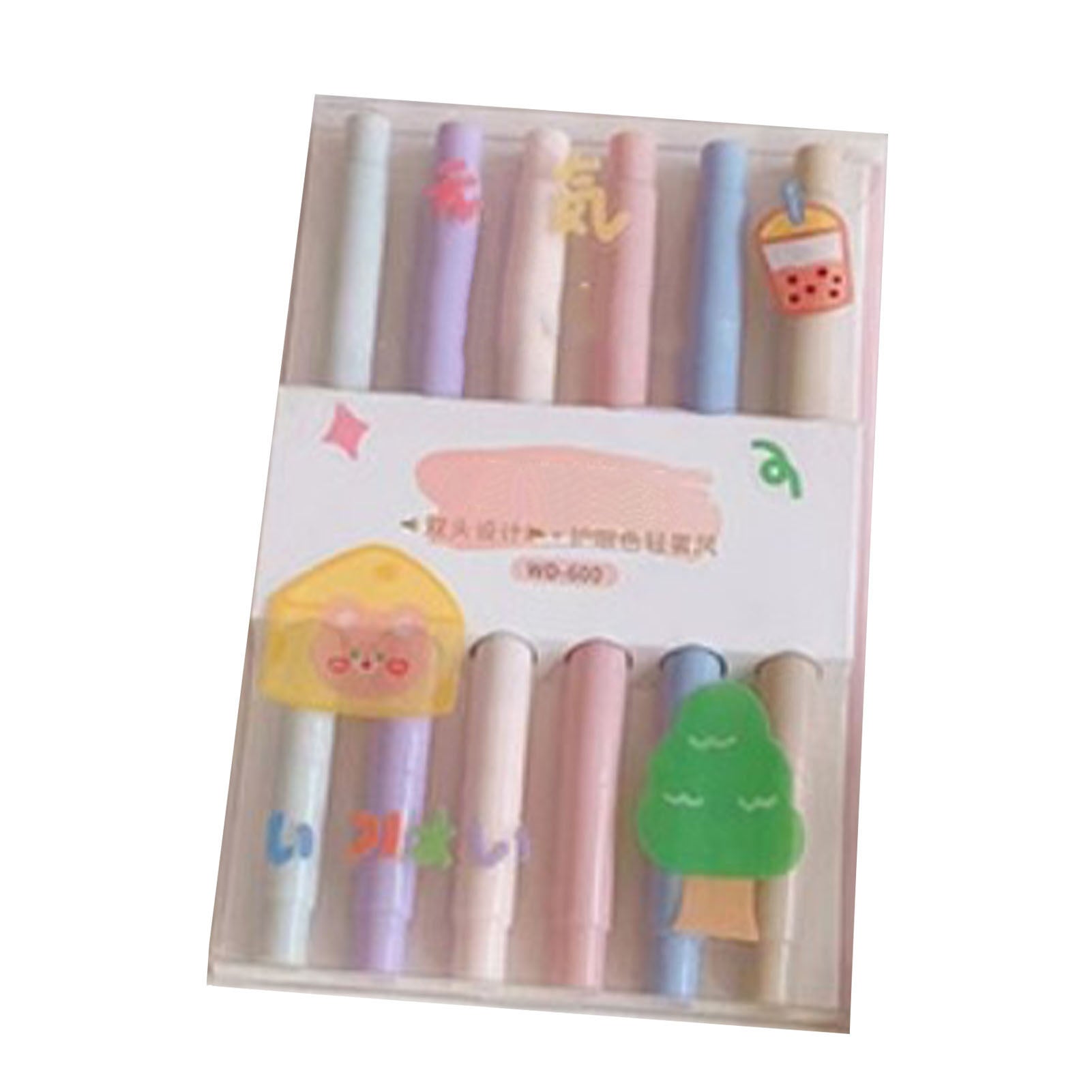 6Pcs Highlighter Assorted Colors Double Headed Fiber Nib Quick Drying Note Taking Pen for School Office Family Art