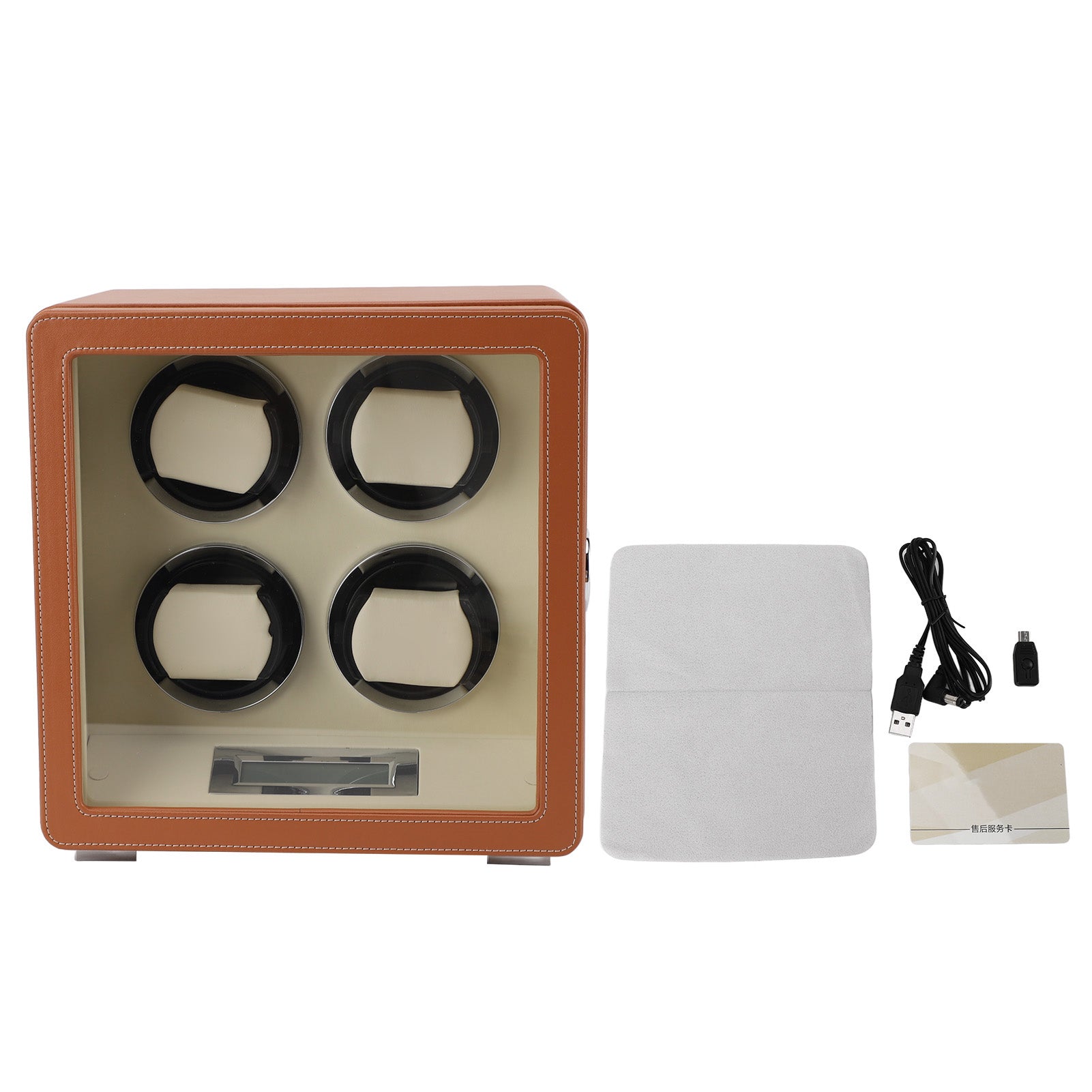 Automatic Watch Winder for 4 Mechanical Watches Microfiber Leather Fingerprint Unlock Quiet USB Watch Winder Display Storage Box for Home Brown