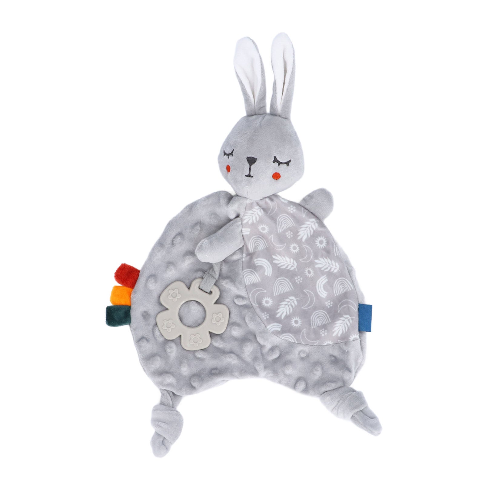 Baby Security Blanket Cute Stuffed Animal Soft Skin Friendly Biting Touch Training Infant Nursery Blanket for Infants Boy Girl Gray Rabbit