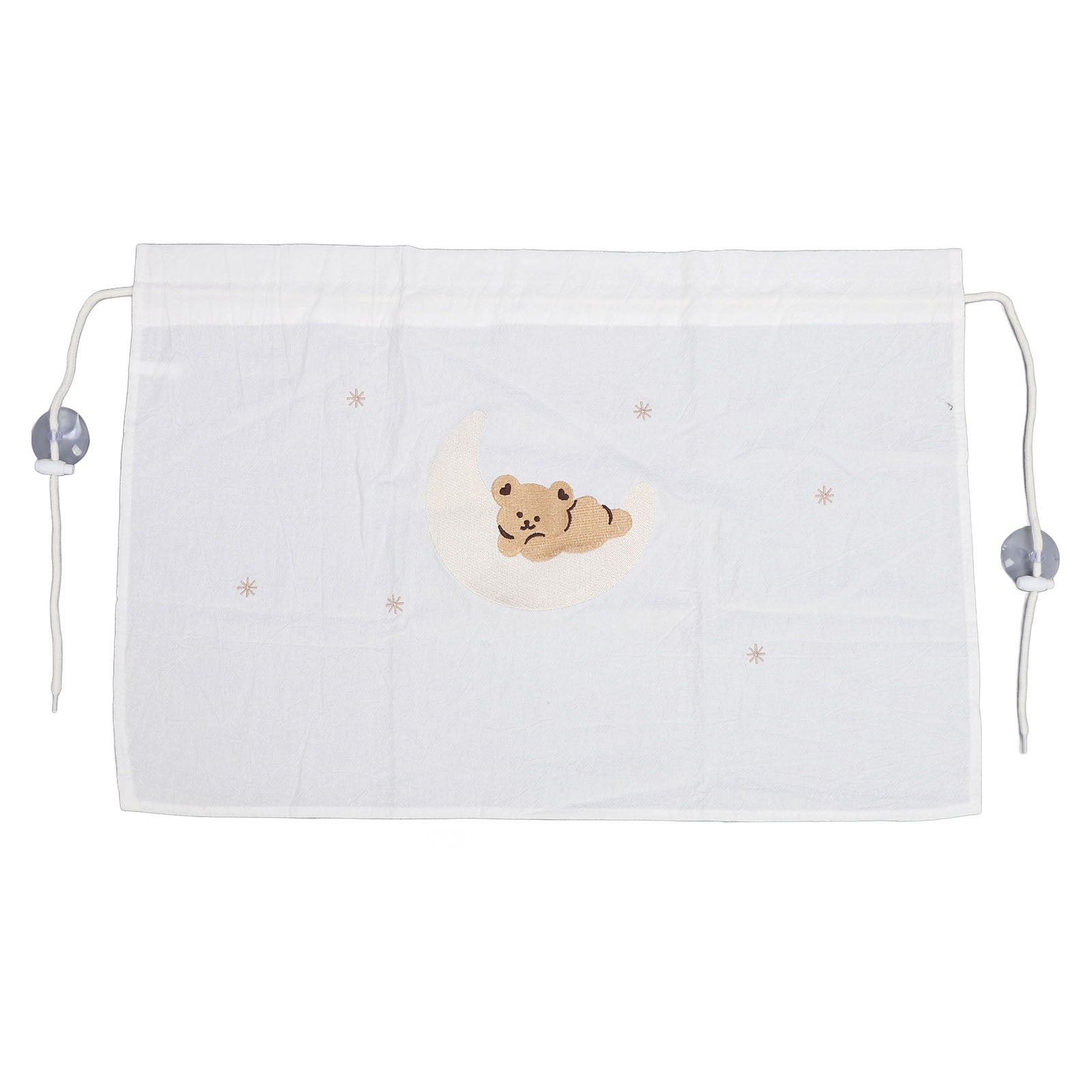 Baby Car Window Curtain with 2 Stuction Cups Cartoon Embroidered Cotton Fabric UV Protection Baby Car Side Sun Shade Bear Pattern