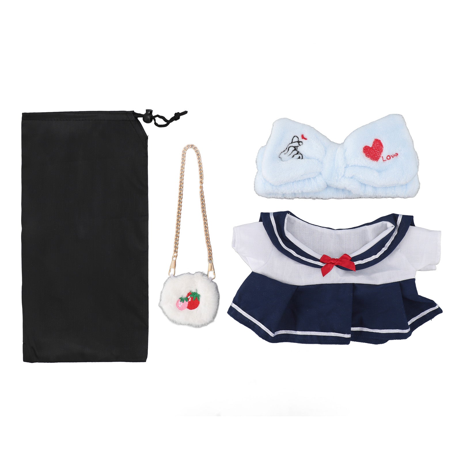 Plush Doll Clothes Set DIY Cute 12inch Plush Doll Clothes Dress for Role Playing Games Preschool Centers Heart Headband