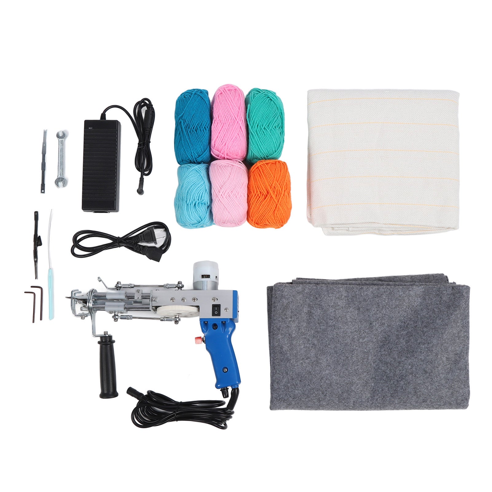 Tufting Starter Kit High Speed 2 in 1 Cut Pile Loop Pile Handheld Electric Rug Tufting Tool Set for Beginners 100‑240V US Plug