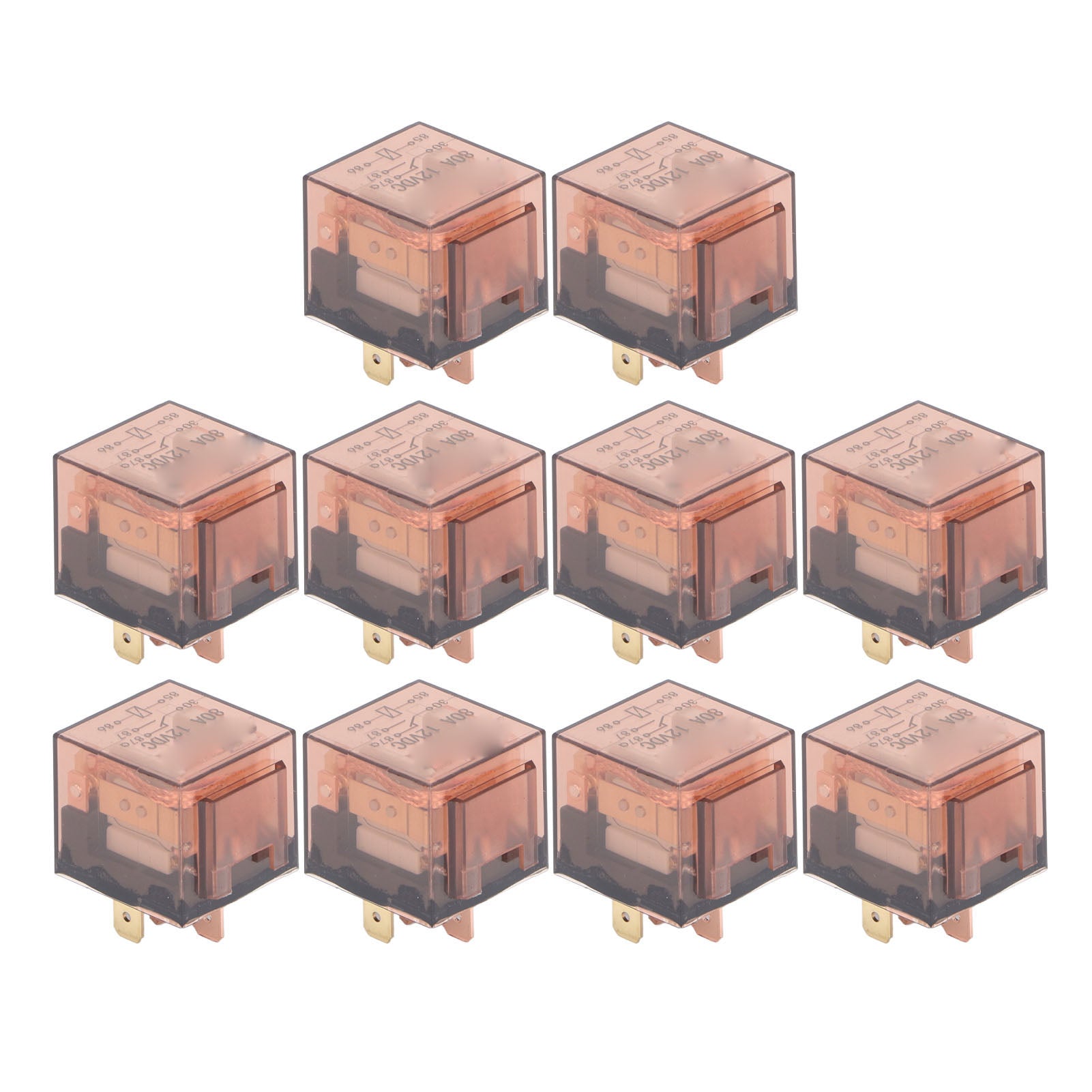 10 Pcs Waterproof Automotive Relay 80A 5 Pin SPDT Universal Car Relay Switch DC12V Without Indicator