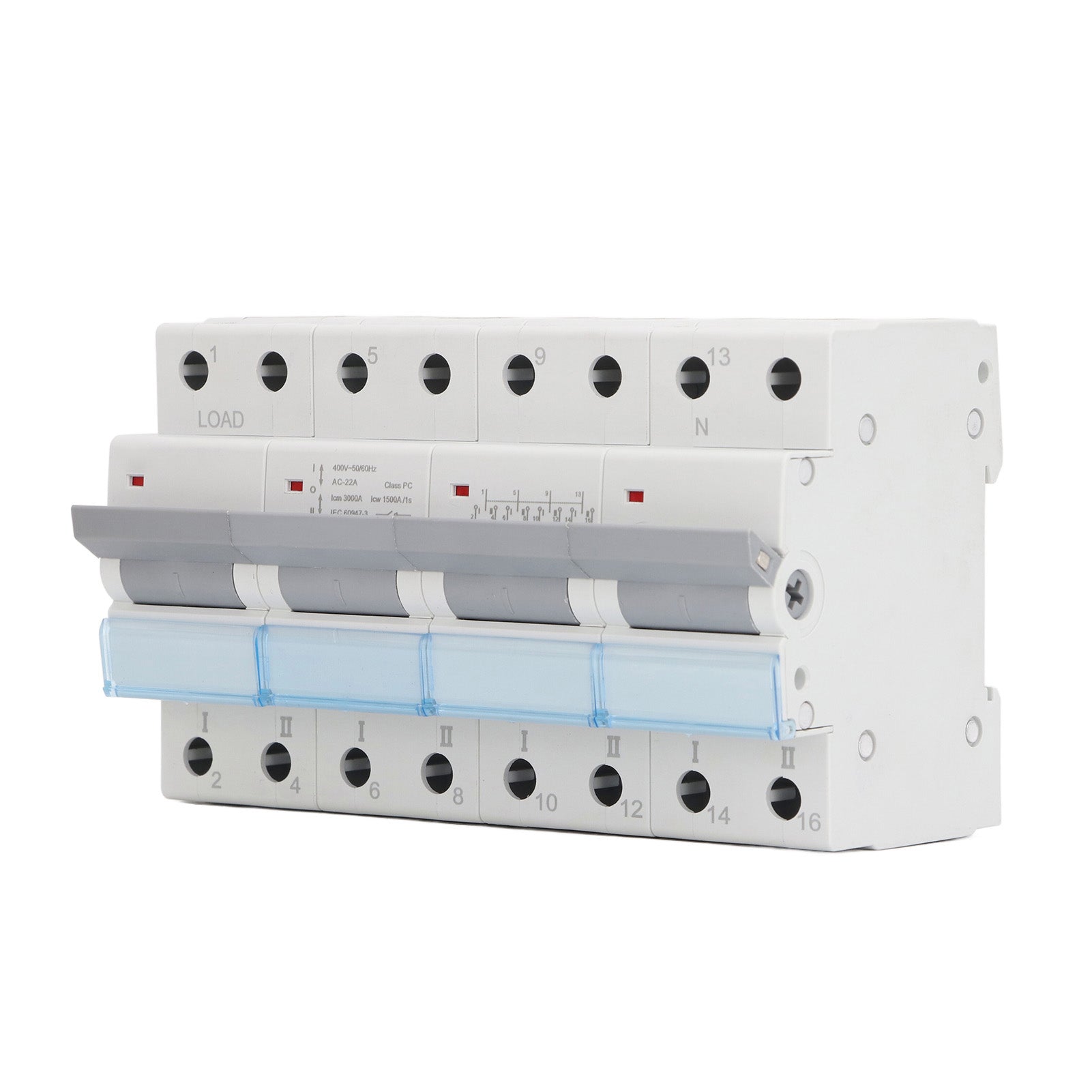 400VAC Dual Power Manual Transfer Switch DIN Rail Mount Single Side Interlock Circuit Breaker 4P MTS 100A