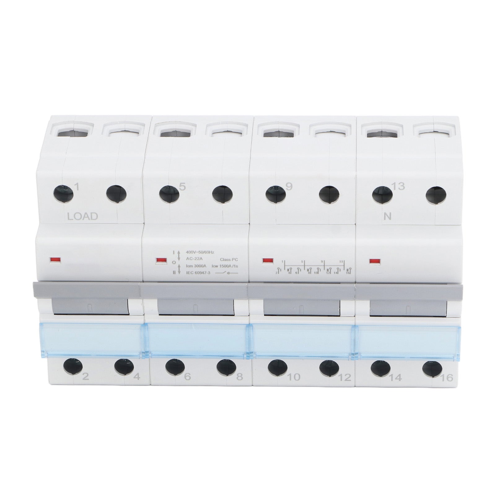 400VAC Dual Power Manual Transfer Switch DIN Rail Mount Single Side Interlock Circuit Breaker 4P MTS 100A