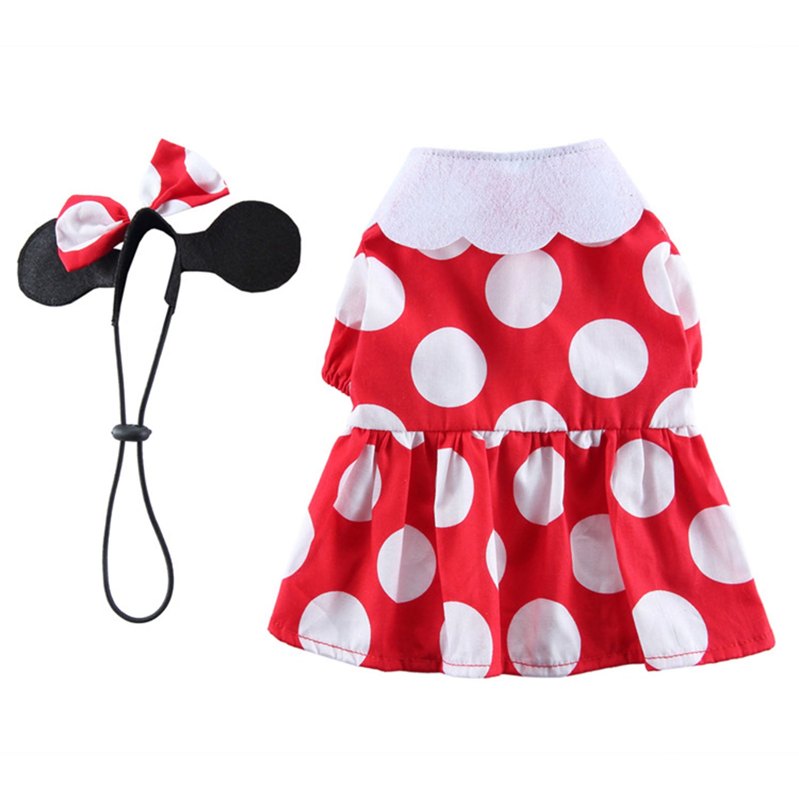 Dog Dress Cute Comfortable Stylish Puppy Skirt Pet Clothing for 4 Seasons Christmas Festival Red and White Dot S