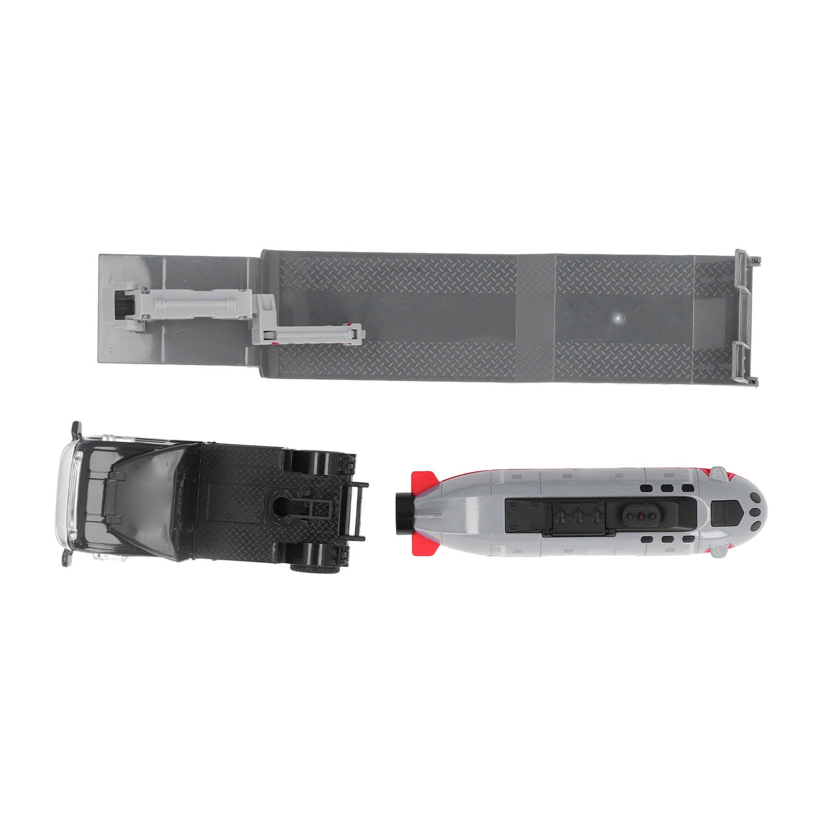 Alloy Semi Flatbed Trailer Truck Toy with Submarine Educational Realistic Construction Vehicle Flatbed Truck Toy for Kids Adults Gray