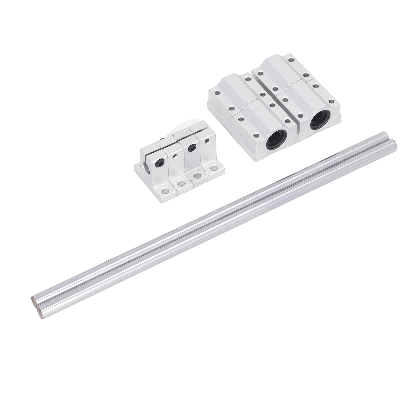 4Pcs Linear Motion Ball Bearings with 2Pcs Metal Shaft Rods Slide Block Support Mount Kit for CNC Machine Tool Shaft 10‑250 Set