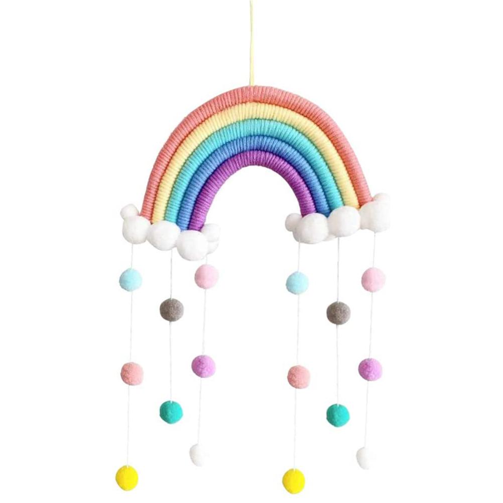 Baby Mobile Baby Bed Wind Chimes Hanging Clouds Raindrops Rainbow Tassels Wind Chimes for Newborn Baby
