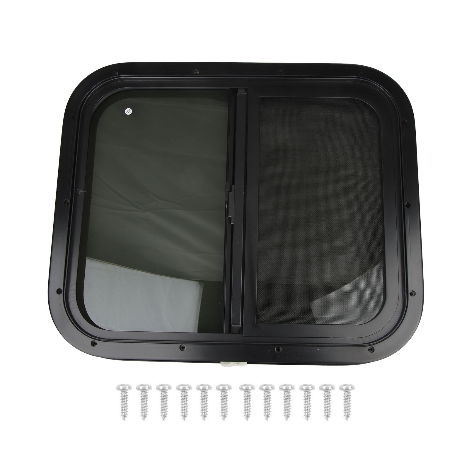 RV Push Pull Window Rounded Corner Waterproof Sealed UV Proof Smooth Polished For Camper Engineering Vehicle for 43‑48mm(1.69‑1.89in) Wall Thickness