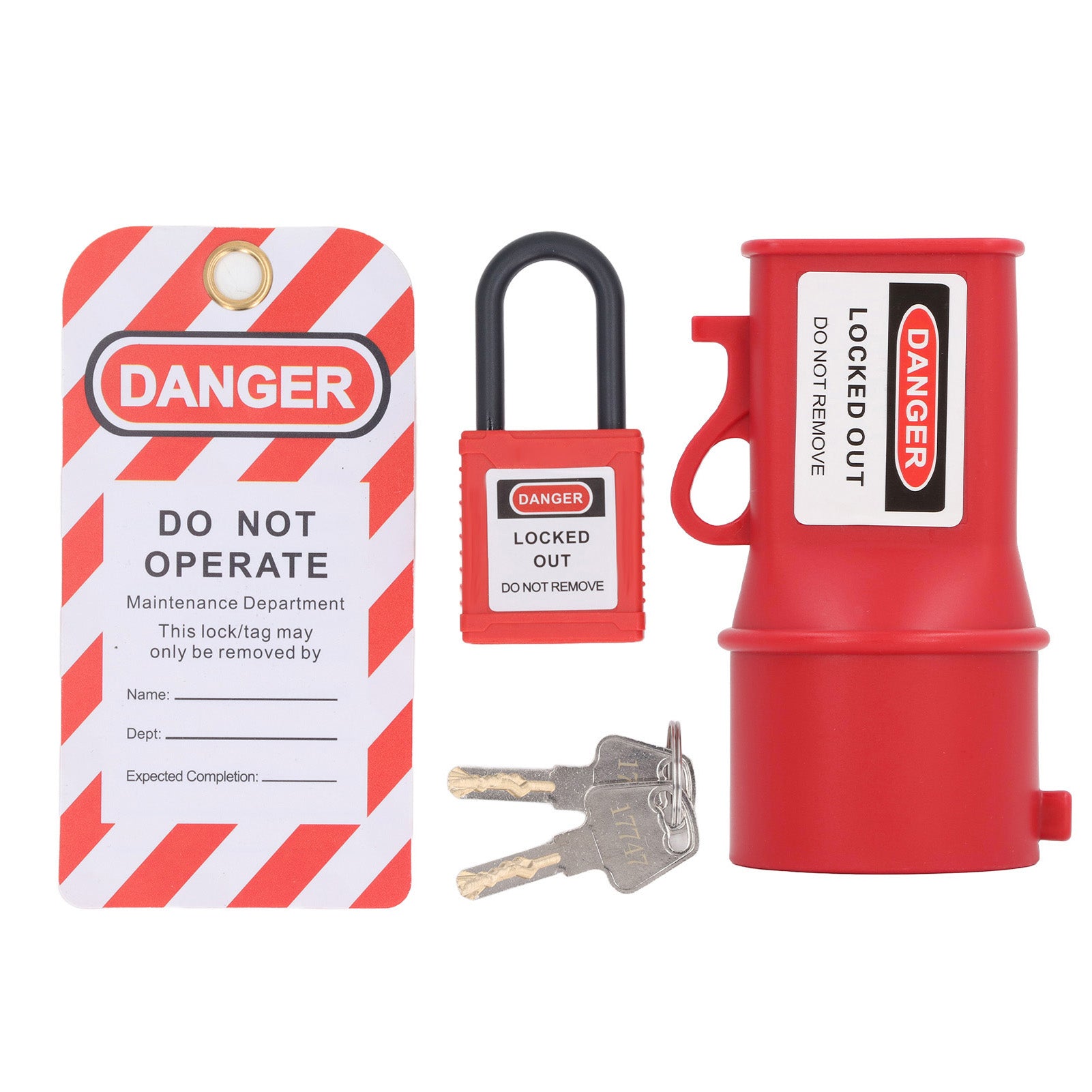 3Pcs Industrial Waterproof Socket Lockout Device PP 55mm Heat Resistant Electrical Plug Lockout for Power Isolation Area