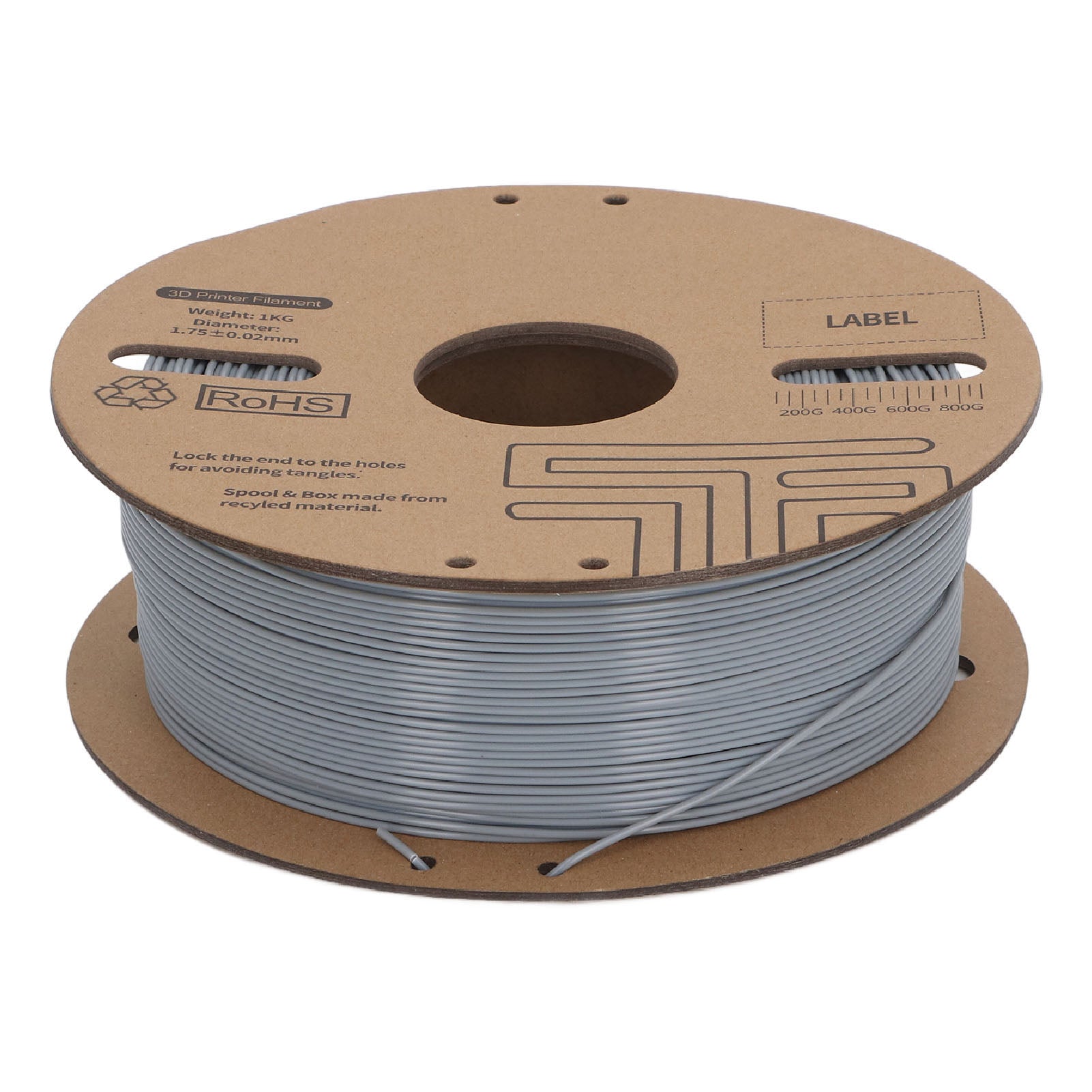 1.75mm PLA Filament 1kg Spool ±0.02mm Accuracy 30‑600mm/s High Speed Grey Filament Bundle for FDM 3D Printer
