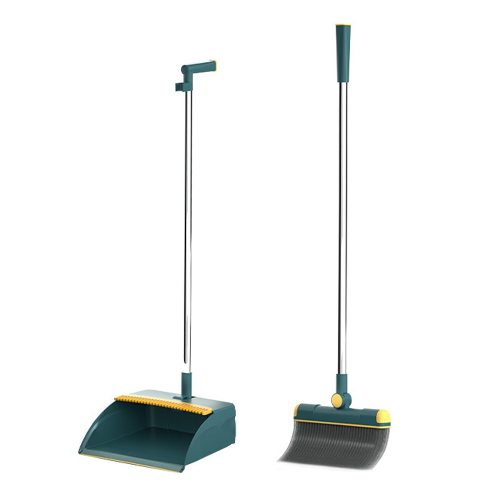 Folding Broom with Stand Up Dustpan Rotating Long Handle Indoor Sweeping Dustpan Combo Set for Office Kitchen Lobby Floor Use