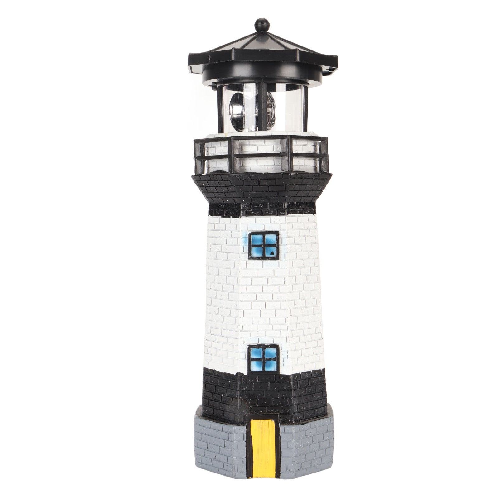 Solar Lighthouse 360 Degree Rotating Lighthouse Decoration Fadeless Resin LED Garden Lighthouse for Balcony Lawn BS38061