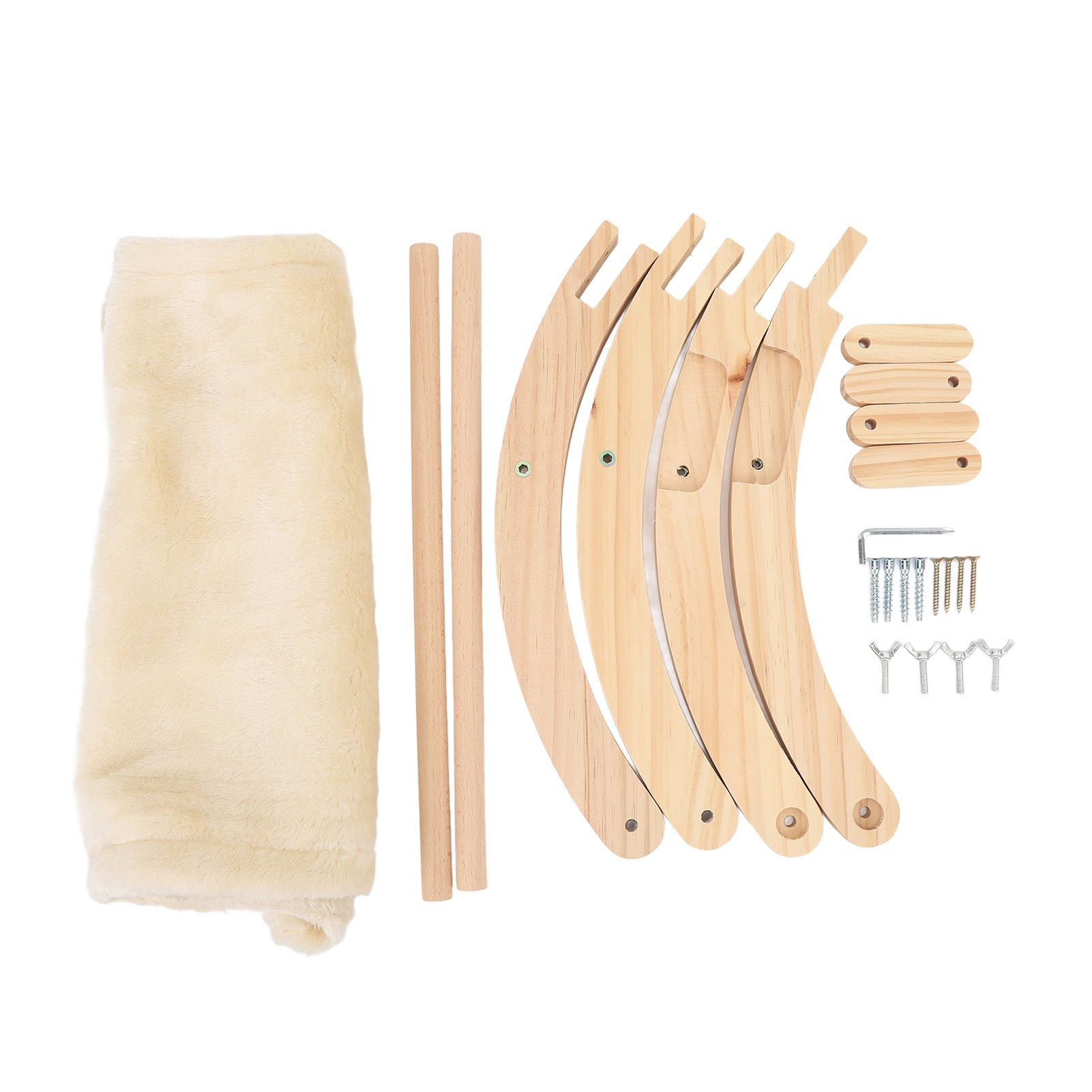 Wooden Cat Hammock Foldable Antislip Easy To Assemble Elevated Pet Hammock Bed Furniture for Indoor Cat Plush Style