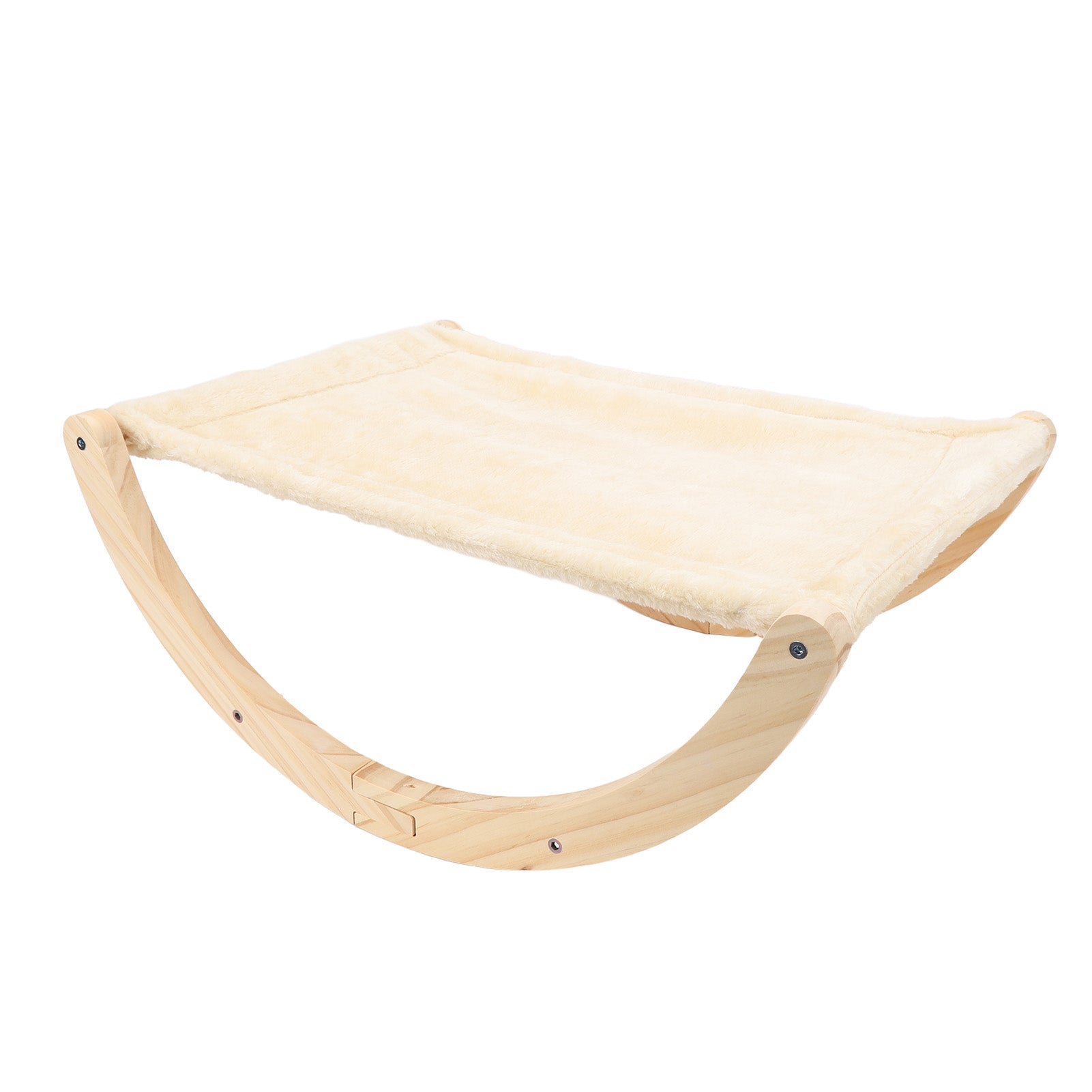 Wooden Cat Hammock Foldable Antislip Easy To Assemble Elevated Pet Hammock Bed Furniture for Indoor Cat Plush Style