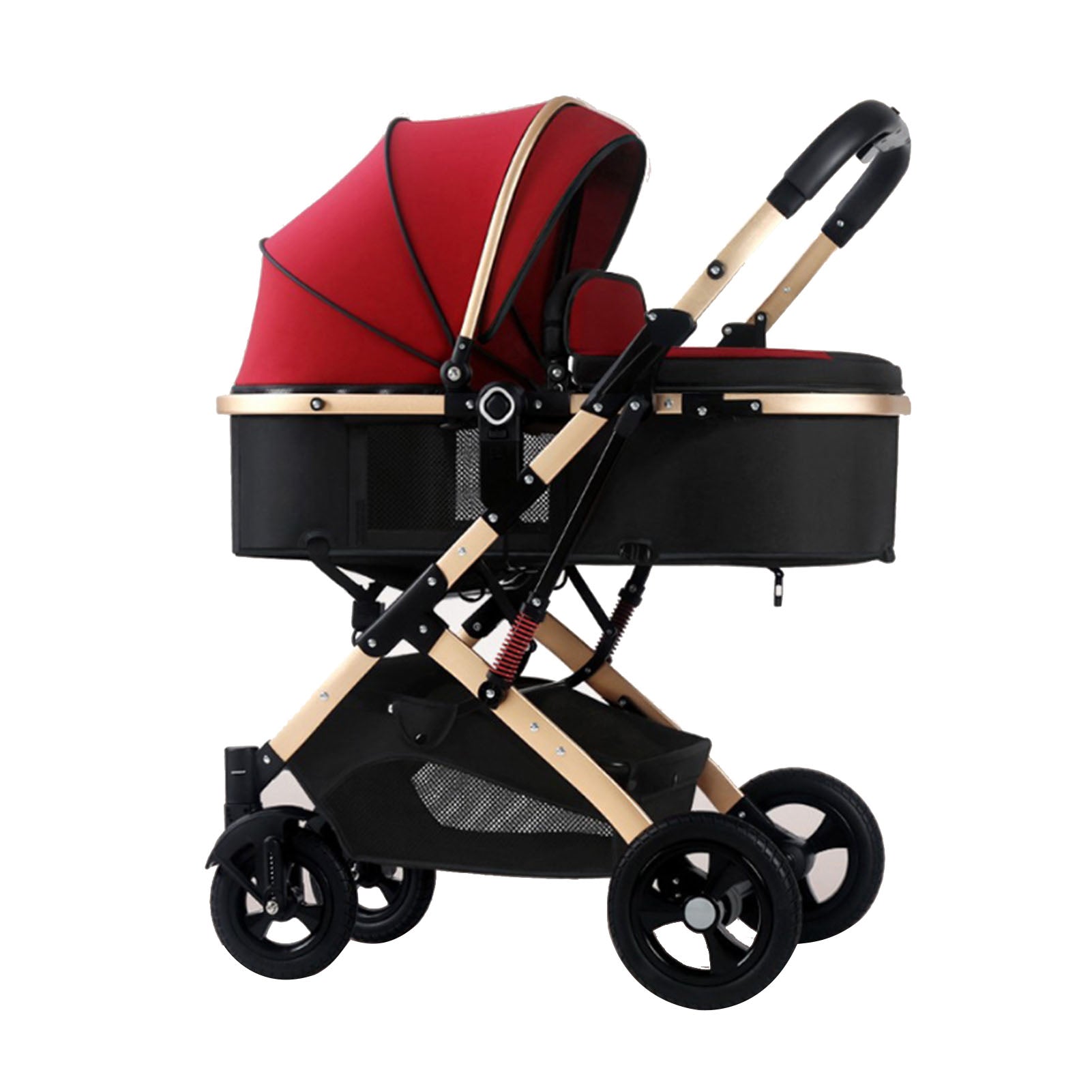 Lightweight Baby Stroller Shock Absorber Multi Position Easy Fold Jogging Stroller with Large Basket Removable Armrest Type 1