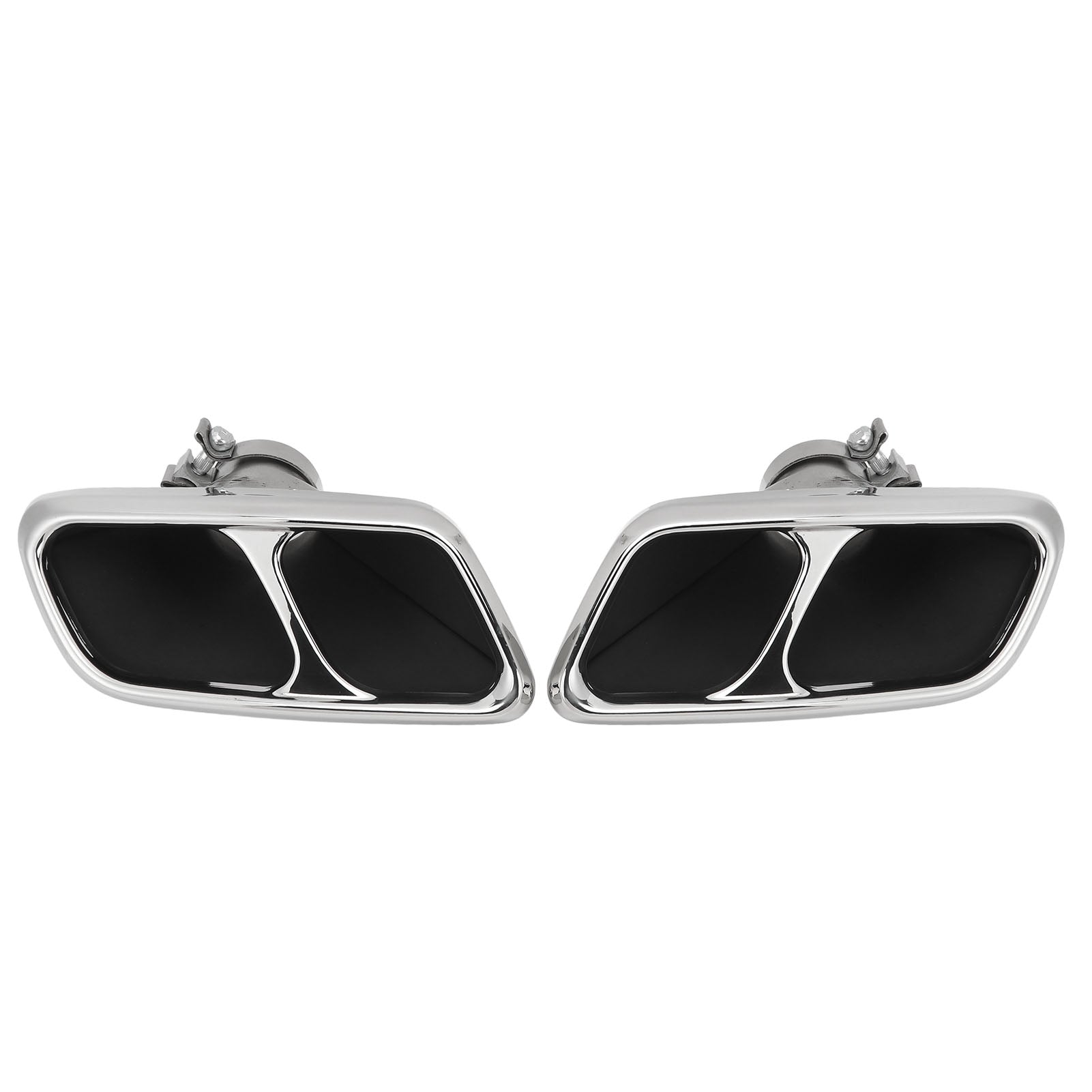 Pair of Silver Chrome Stainless Steel Dual Exhaust Tips Tail Pipes End Exhaust Outlet Muffler Trim for Sport L494 SVR 2013 to 2022