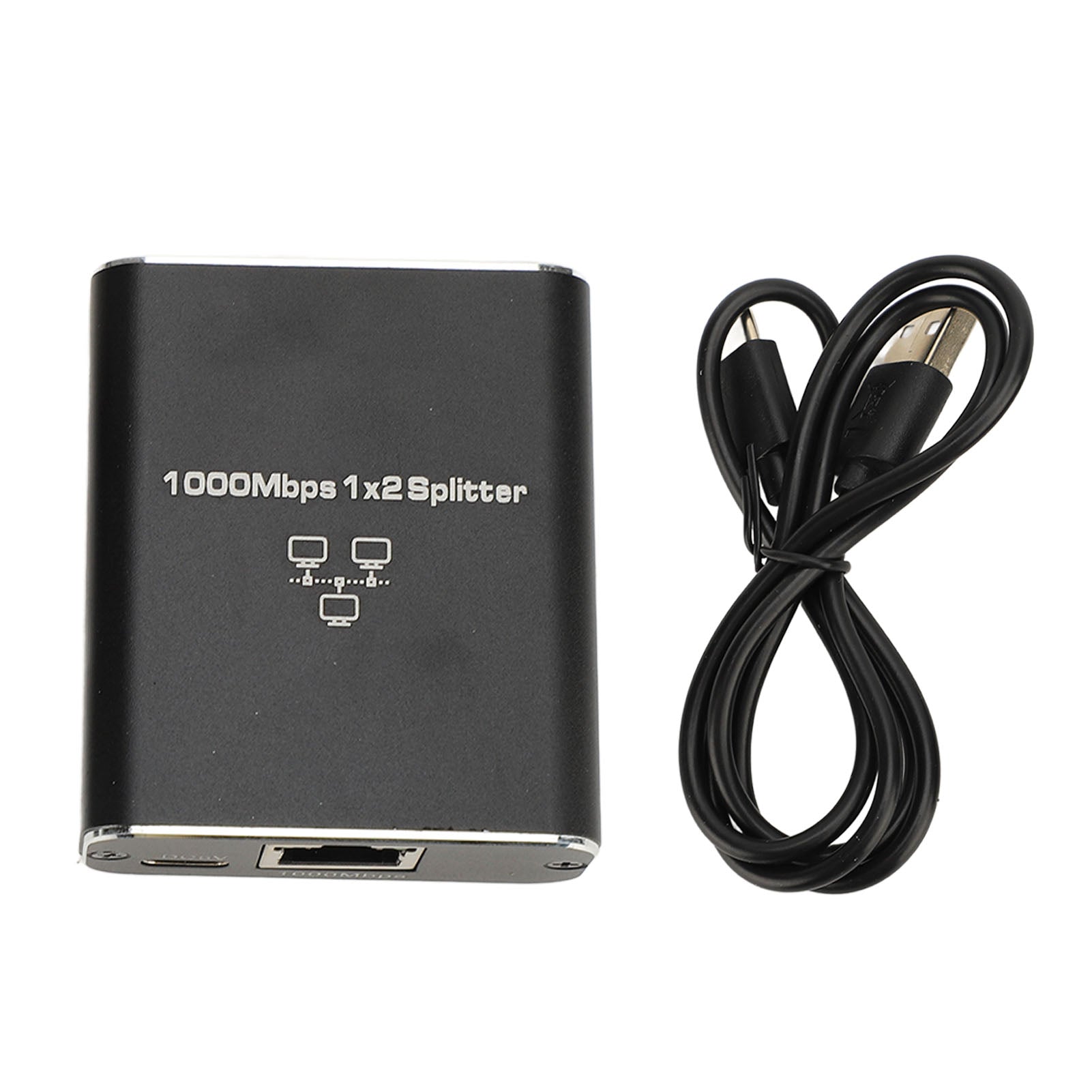 1 to 2 Ethernet Splitter 1000Mbps High Speed RJ45 LAN Splitter with USB Power Cable for Cat8 Cat7 Cat6 Cat5 Cat5e