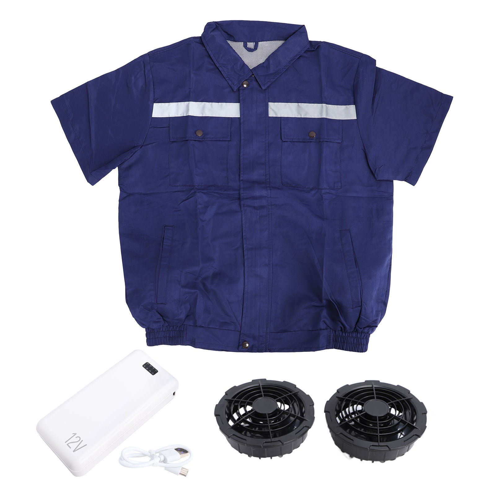 Cooling Fan Jacket 4 Gears Wind Speed Air Conditioning Fan Clothes for Outdoors and Agriculture Blue L