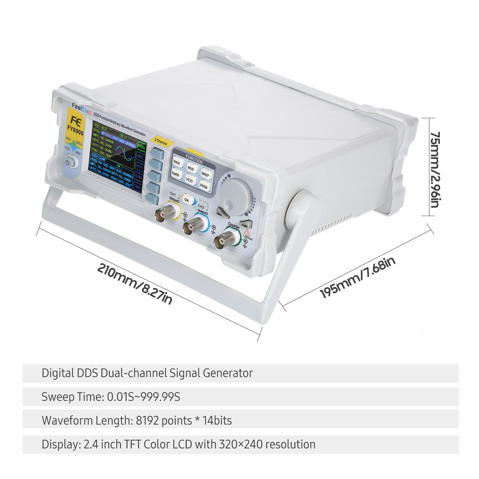 60MHz Function Signal Generator High Precision Digital DDS Dual-channel Function Signal/Arbitrary Waveform Generator Pulse Signal Source 250MSa/s Frequency Meter VCO Burst AM/PM/FM/ASK/FSK/PSK Modulation DDS Generator Function Source Generator