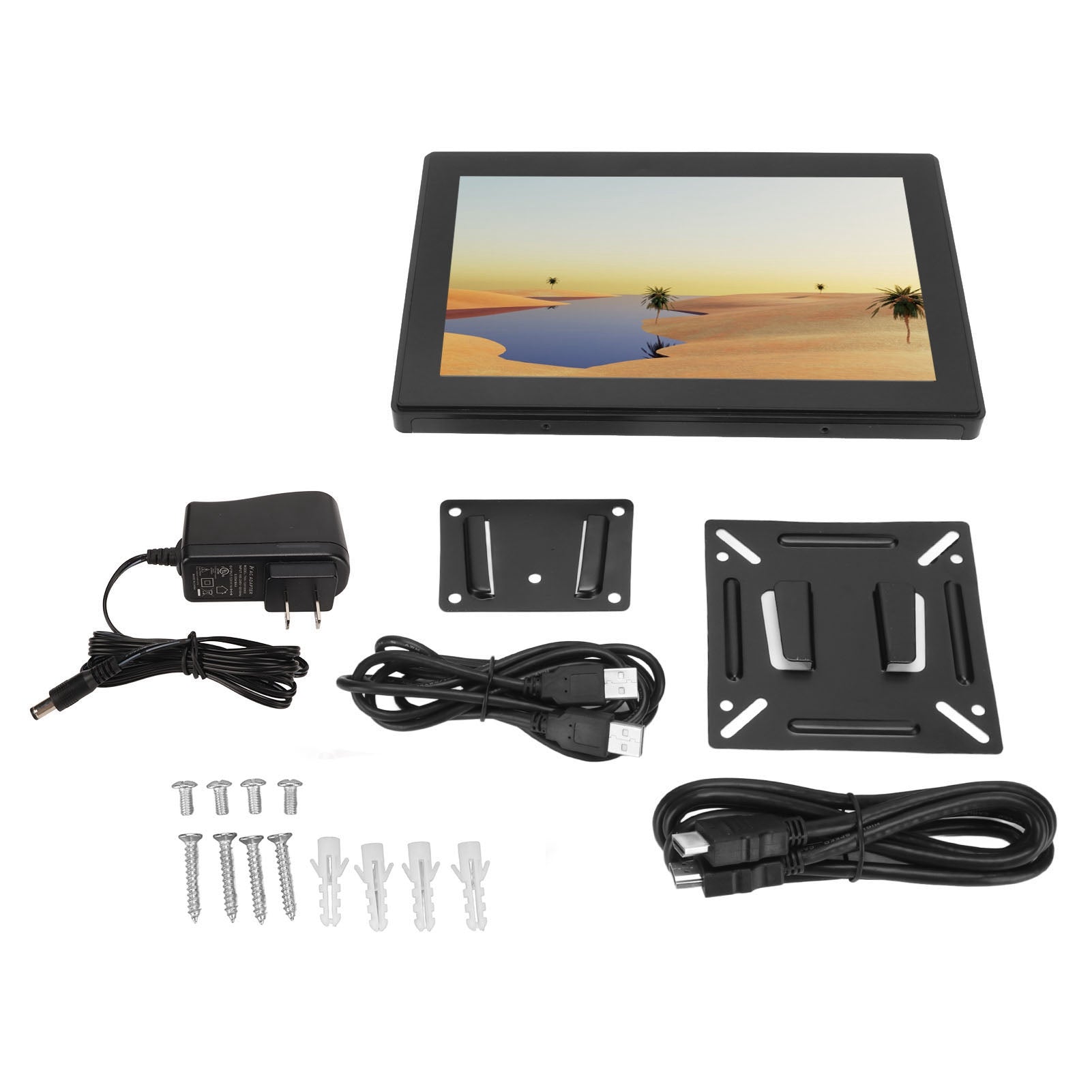 10.1 Inch Touchscreen Monitor 1280x800 High Definition Multimedia Interface VGA USB IPS Monitor 100‑240V US Plug