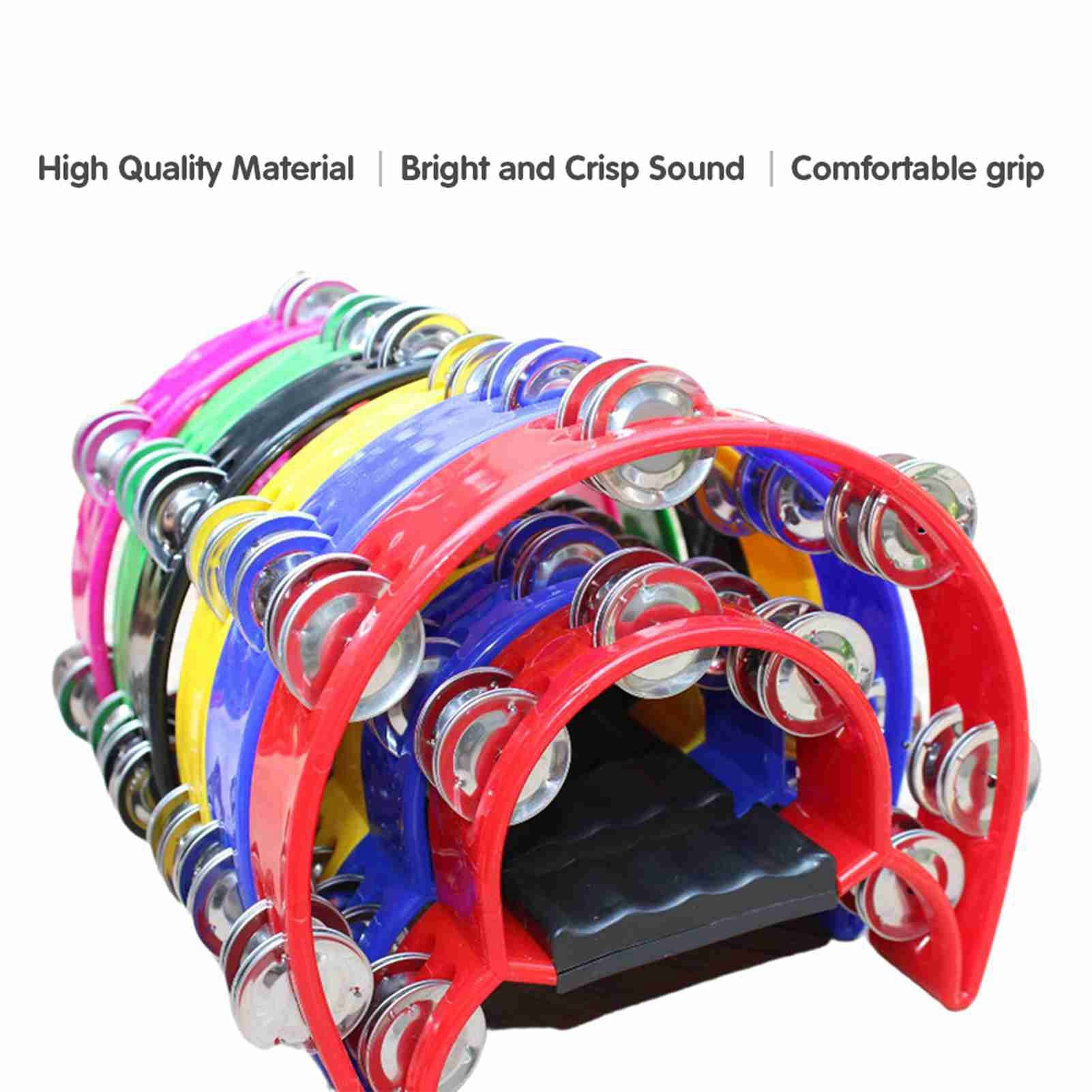 Handheld Tambourine Double Row Handbell Ergonomic Handle Grip Tambourine for KTV Party