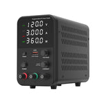 Bench DC Power Supply Variable 120V 3A Digital Display Adjustable Switching Regulated Power Supply CV CC with Output Switch, USB Quick Charge Port, Short Circuit Alarm, Encoder Adjustment Knob