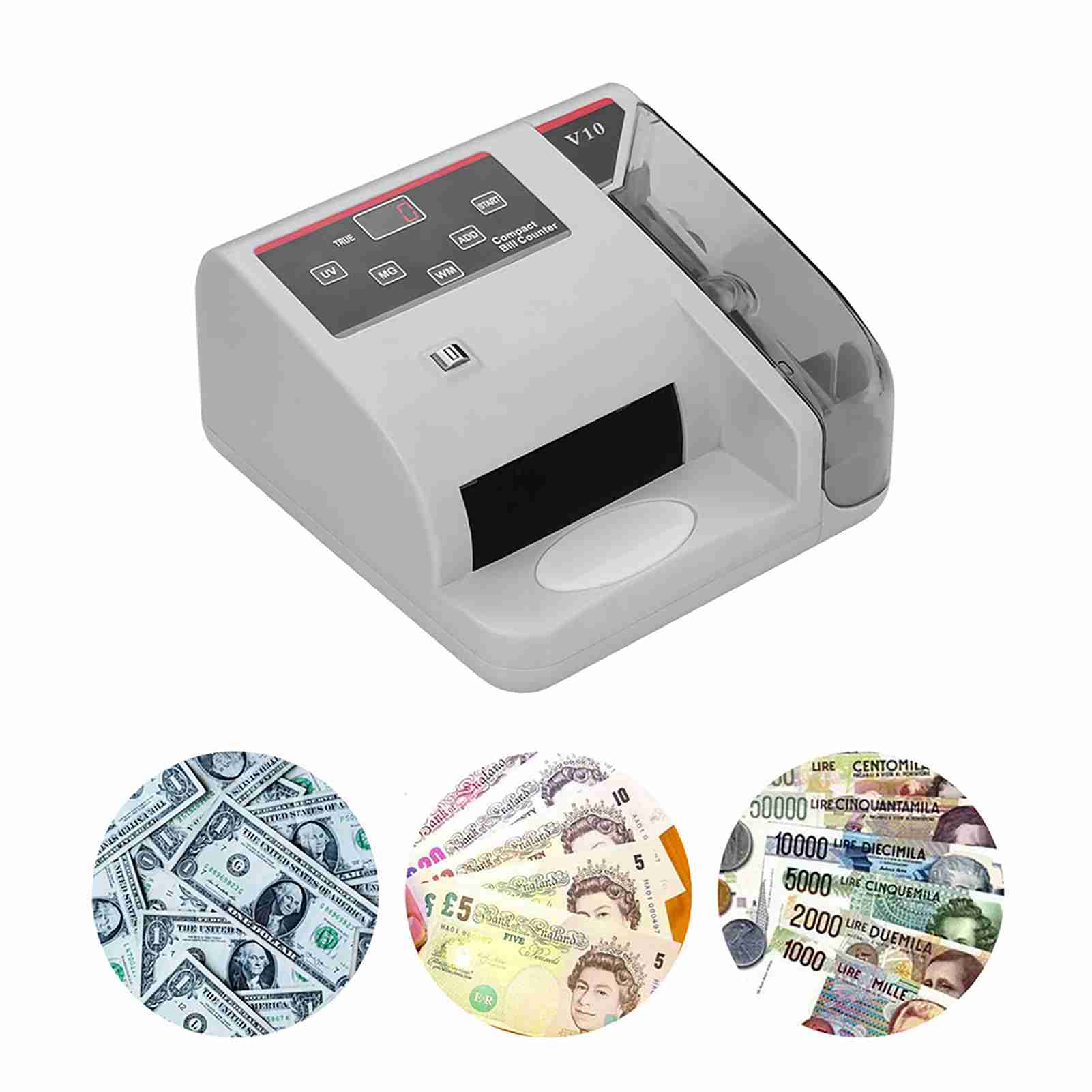 Portable Mini Money Counter 3 Digits LED Display Screen Bill Counting Machine with UV MG WM Detection
