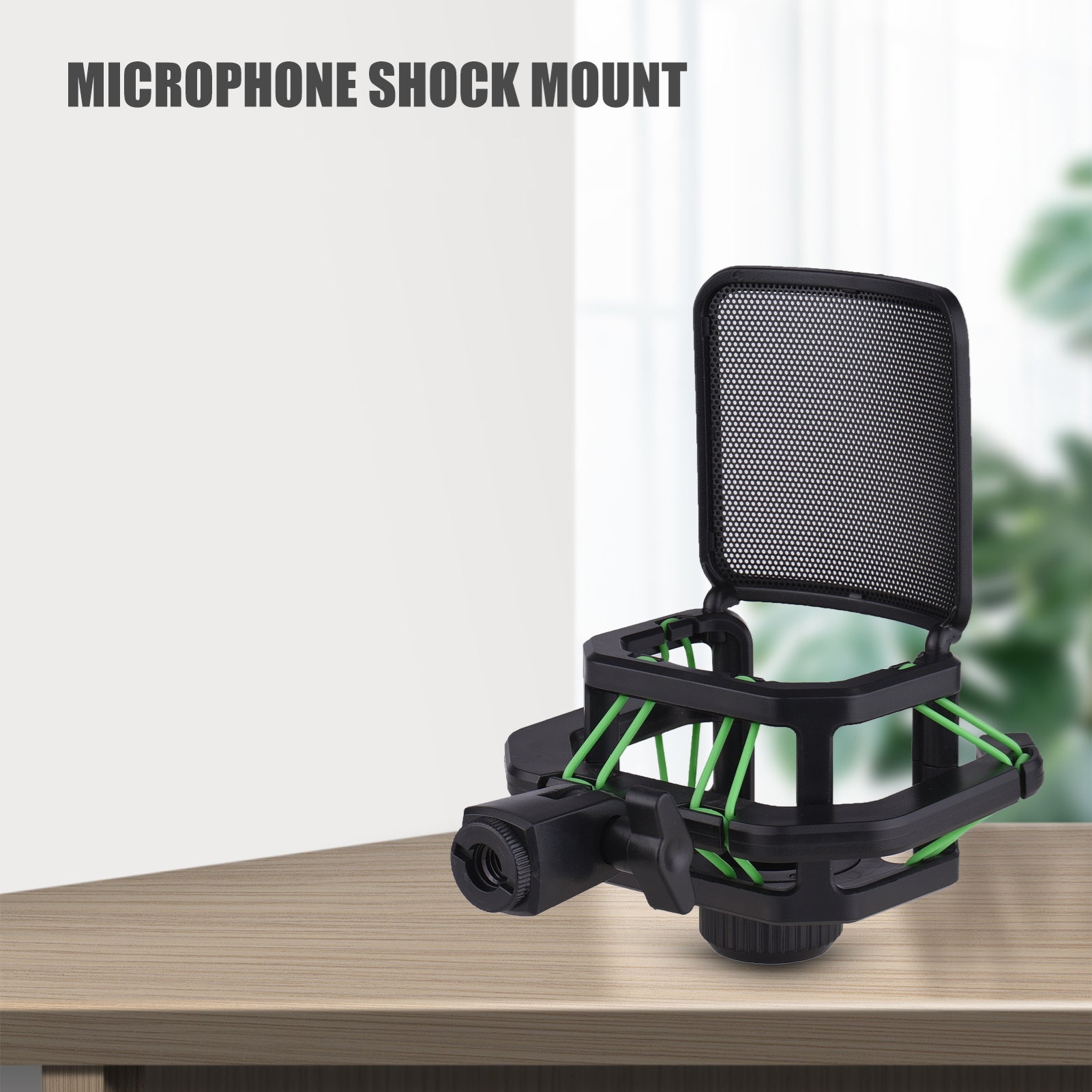 Plastic Microphone Shock Mount Anti-vibration Mic Holder Stand with Metal Pop Filter Universal Screw Adapter for Diameter 23.5mm-24.5mm