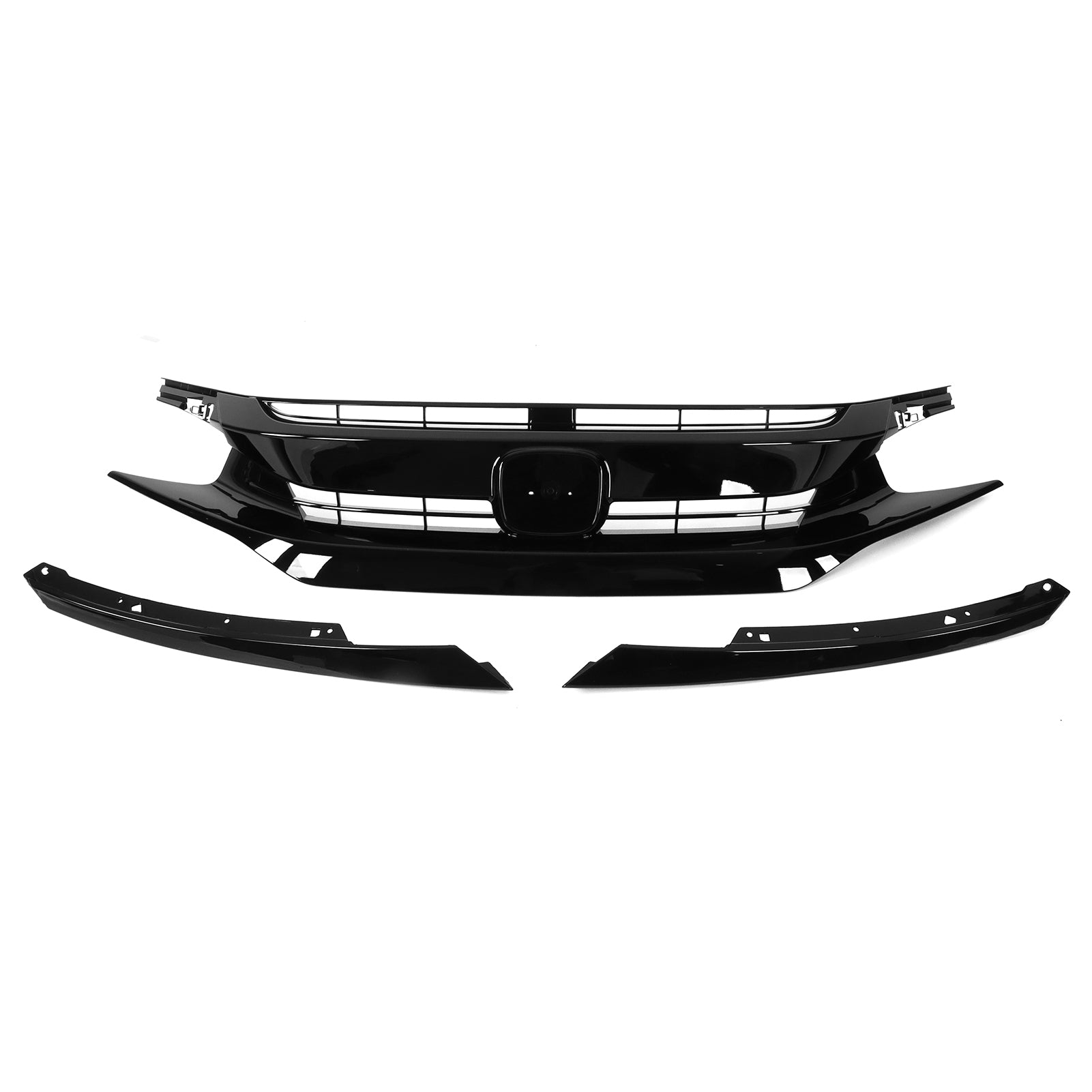 Gloss Black for Si Style Front Grille with Headlights Eyelids Replacement for Honda Civic FC/FK 2016‑2018
