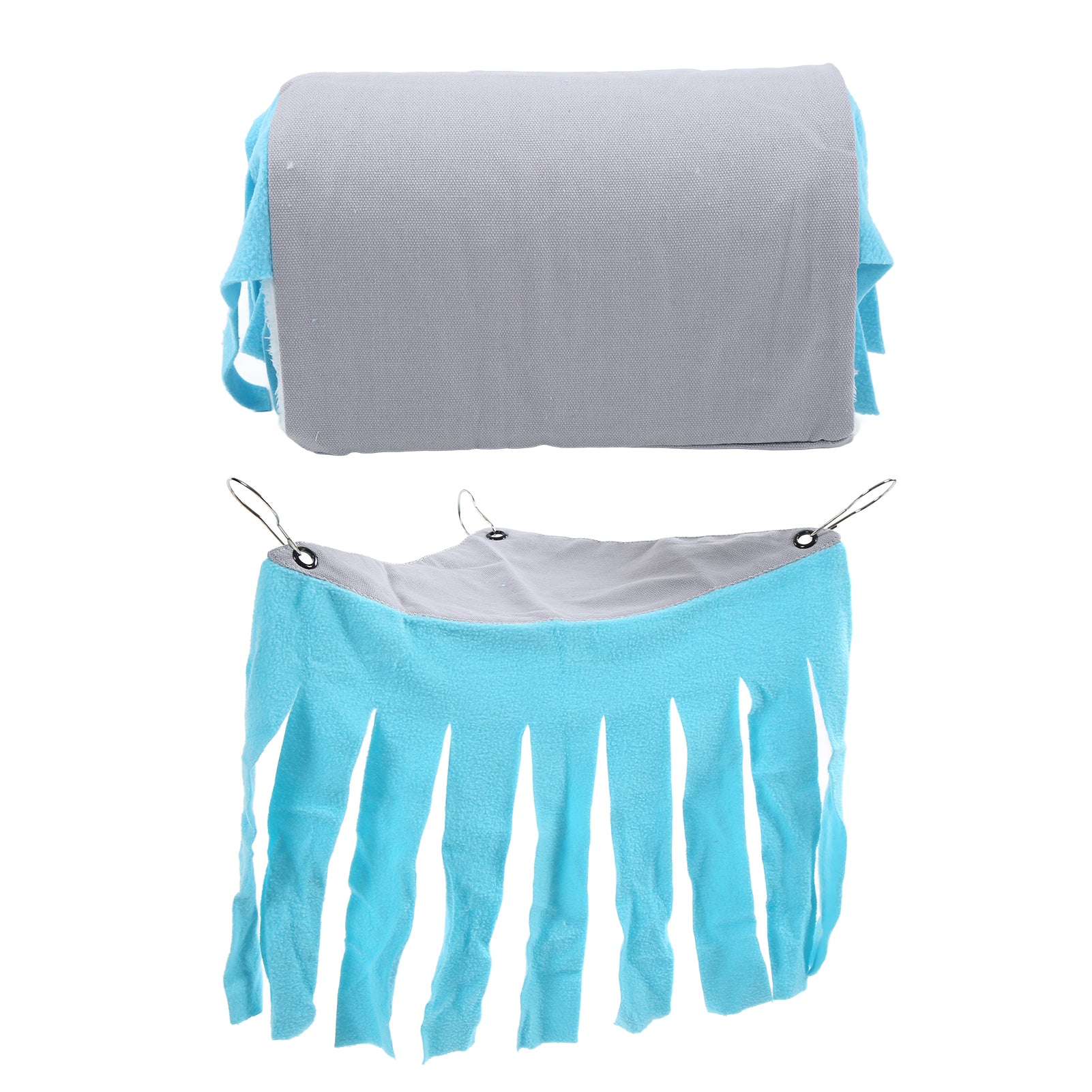 Pet Tunnel House Removable Small Animal Hideout Playing Tube with Hammock Tassel Curtains for Hamster Guinea PigBlue