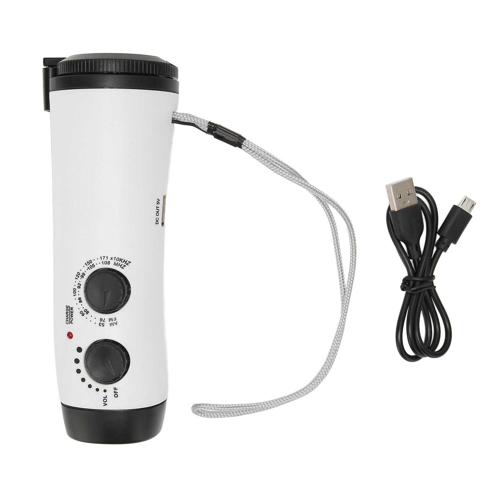 Hand Crank Radio Multifunctional Portable FM AM Weather Radio with LED Flashlight and Wrist Strap for Outdoor