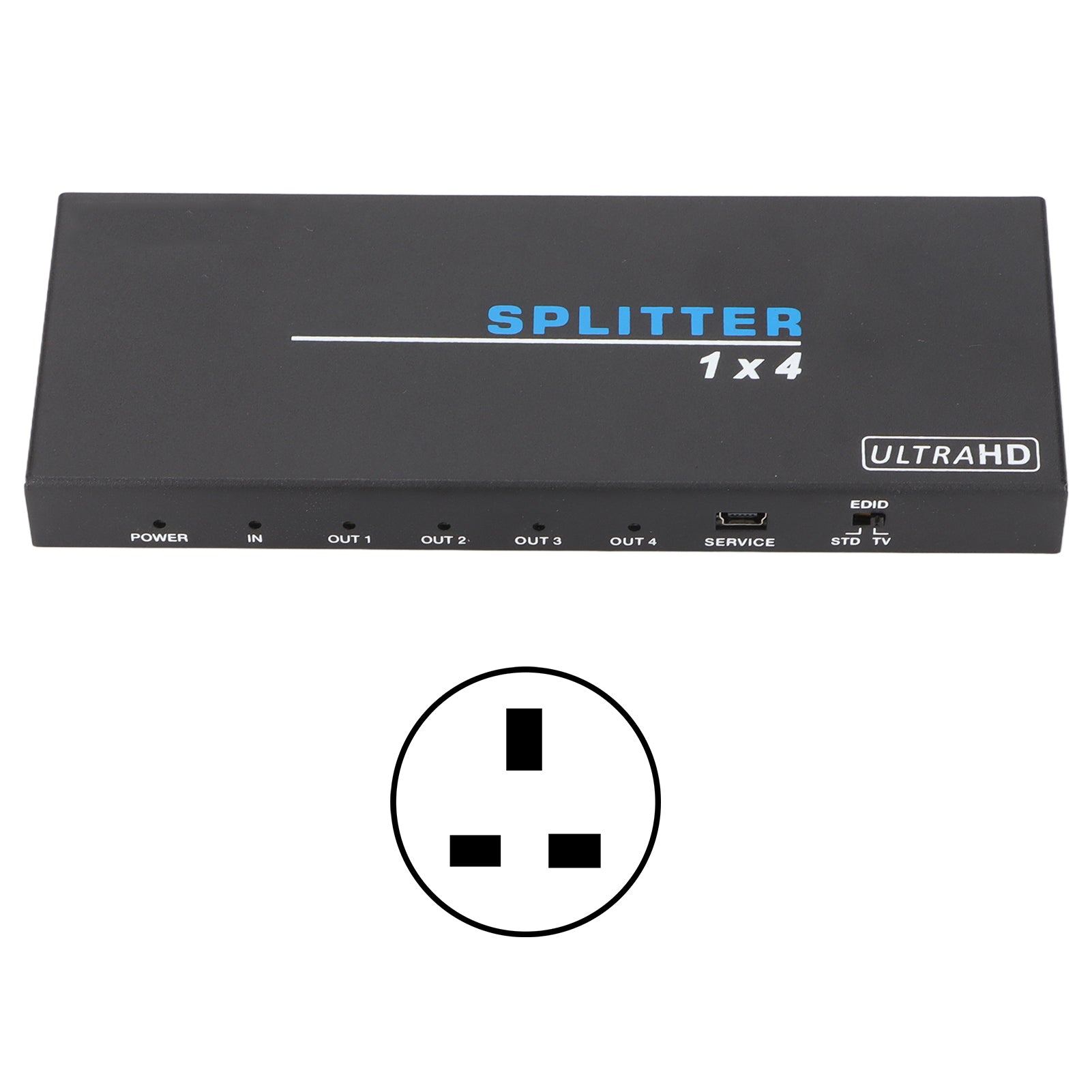 1 To 4 HD Multimedia Interface Splitter 4K 18Gbps High Resolution HD Multimedia Interface2.0 Video Switcher UK Plug