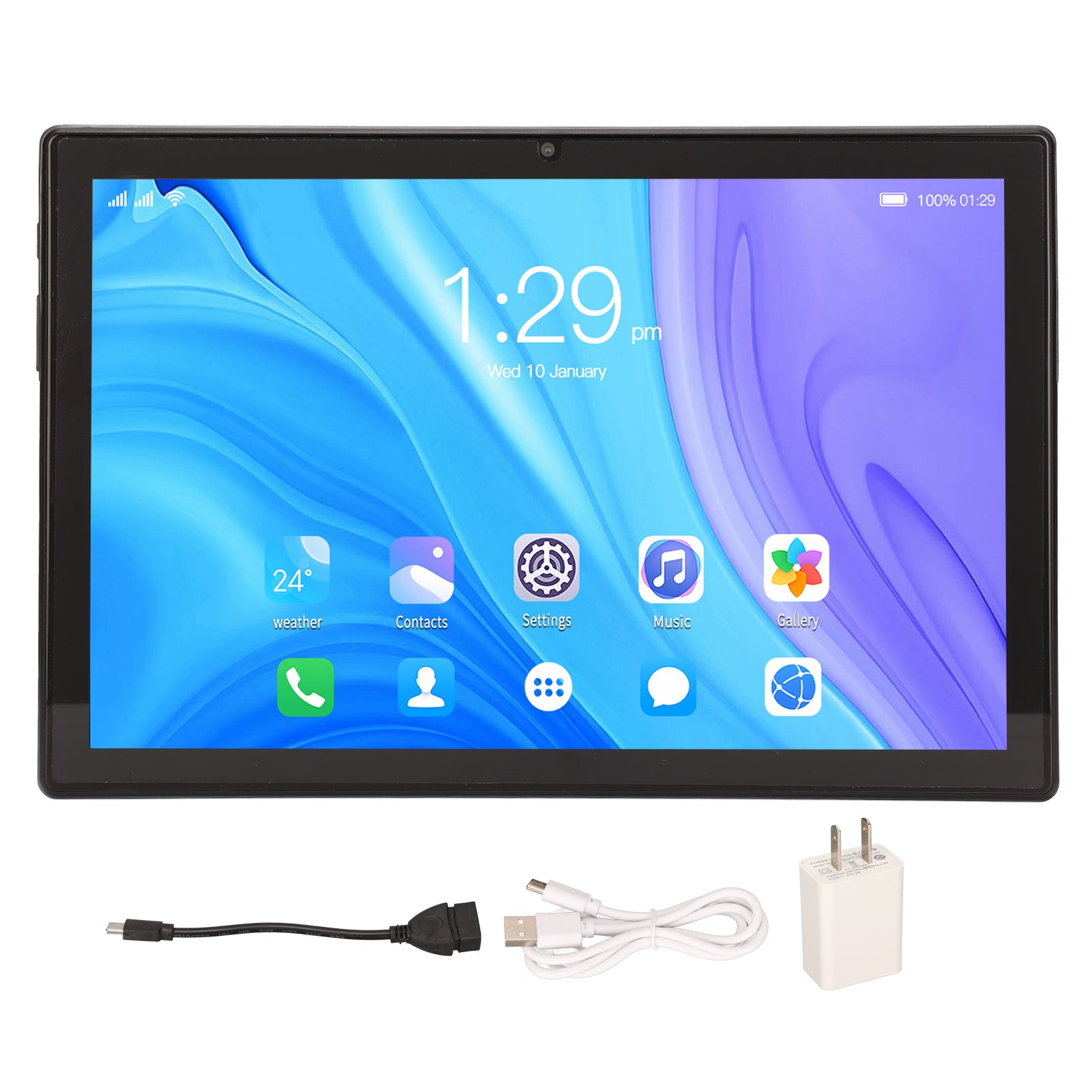 10 Inch Tablet Octa Core Processor 6GB 128GB 2.4G 5G 800W 2000W for Android 11 IPS HD Touchscreen Blue Callable Tablet 100‑240V US Plug