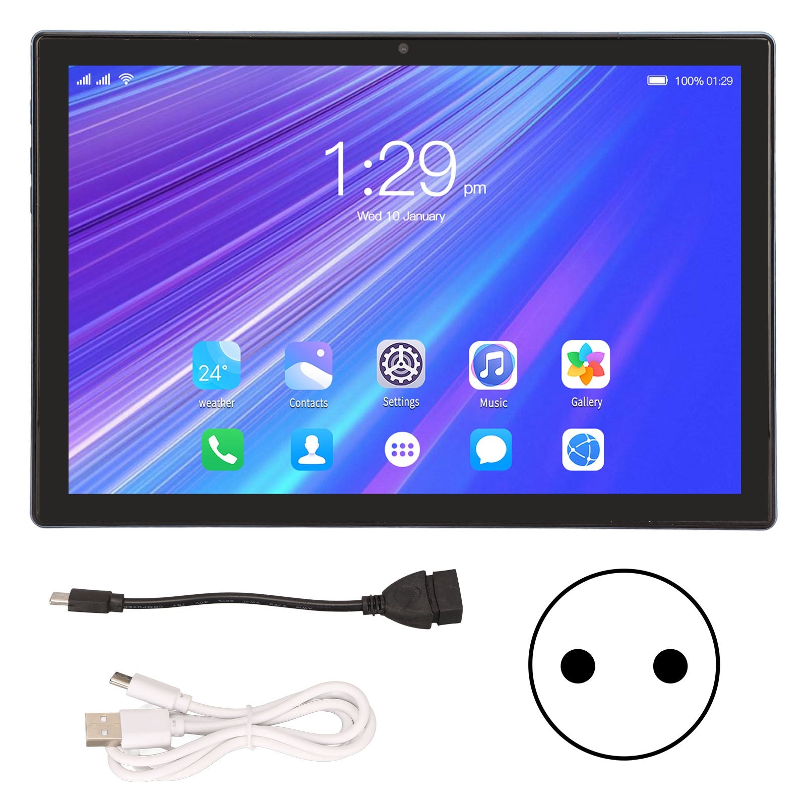 10 Inch Tablet Octa Core Processor Dual Cameras 6GB 128GB 2.4G 5G for Android 11 IPS HD Touchscreen Blue Tablet 100‑240V EU Plug