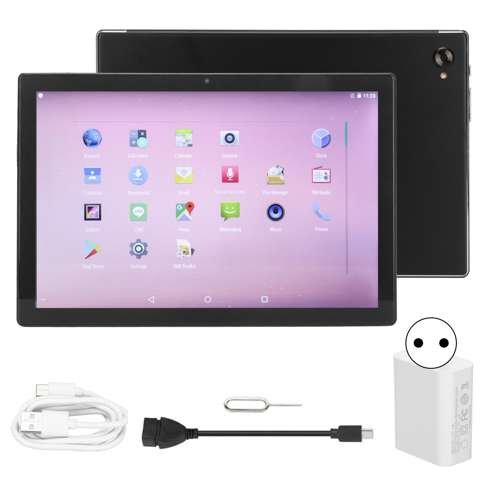 10 Inch Tablet 8 Core CPU 6GB 256GB 6000mah Battery For Android 11 2.4G 5G WIFI IPS Screen Portable Tablet 100‑240V Black EU Plug