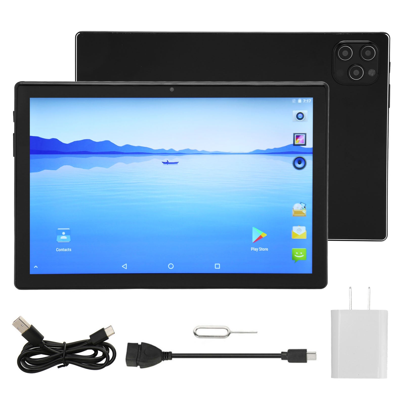 10.1 Inch Tablet 6G RAM 128G ROM 5G 2.4G WIFI Support 4G Network Calls Tablet PC for Android11 100‑240V Black US Plug