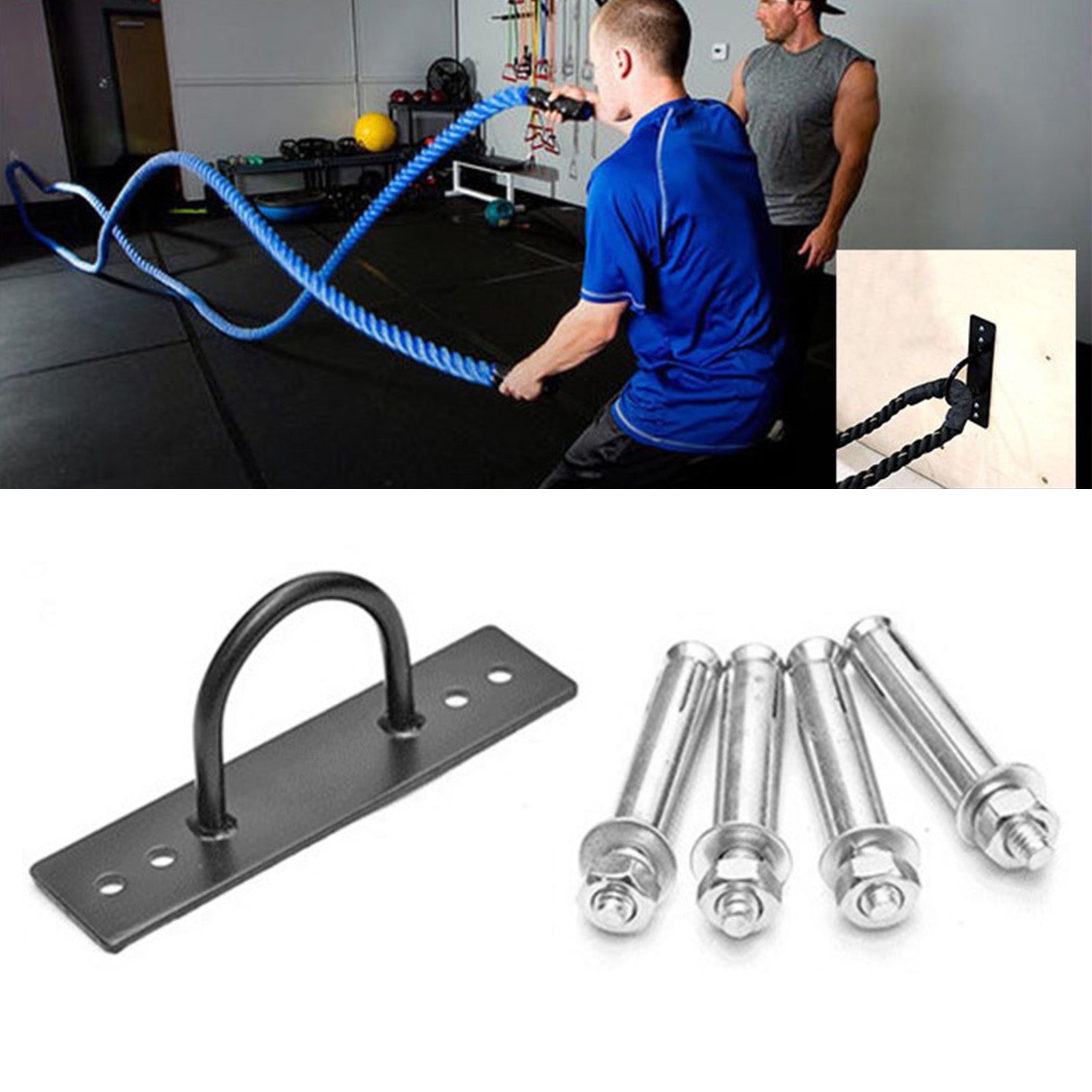 Wall Mount Hook Pad Eye Plate Metal Wall Mount Ring Hook for Training Rope Swing Yoga Gym Rope