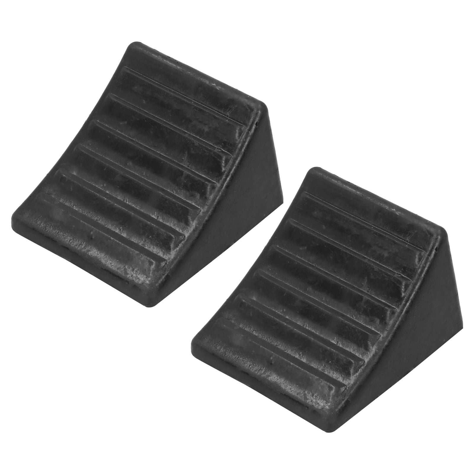 2Pcs Black Car Wheel Chock Courtyard Garage Ramp Vehicle Truck Tire Stop Block 17x15x11cm