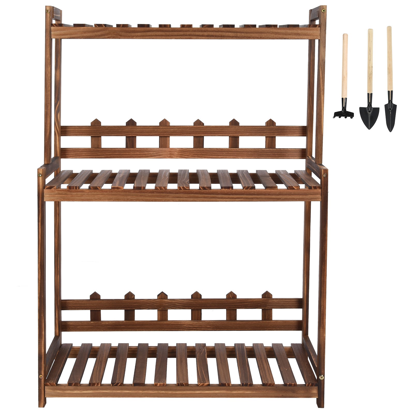 3 Tier Wood Plant Stand Dislay Shelf Indoor Ourdoor Plant Rack Holder for Balcony Living Room